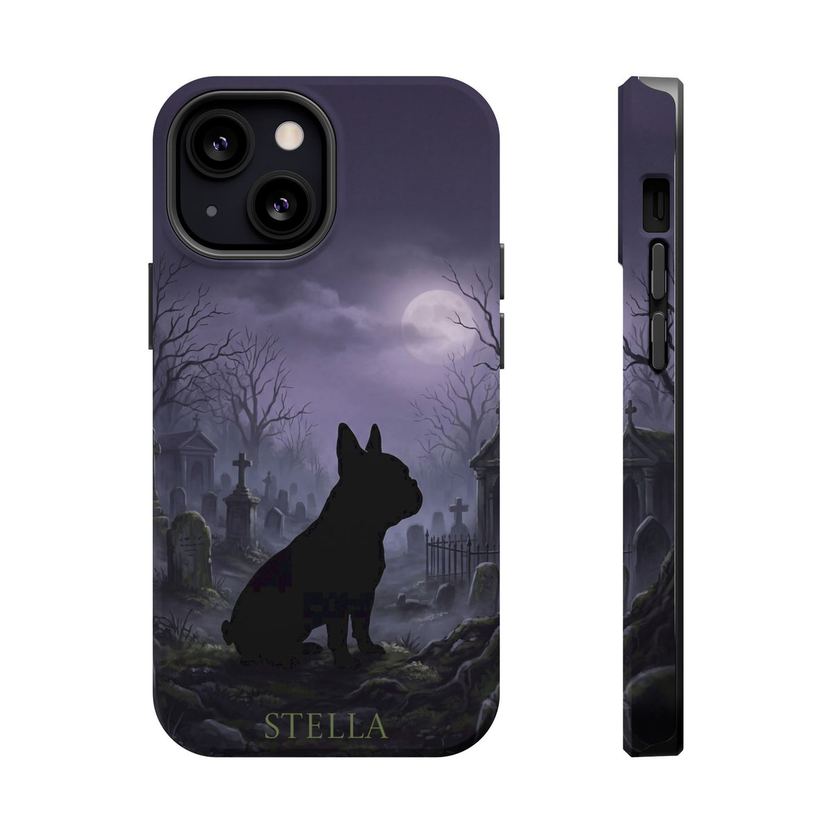 Personalized French Bulldog Moonlit Graveyard Phone Case — Wireless Charging Cover