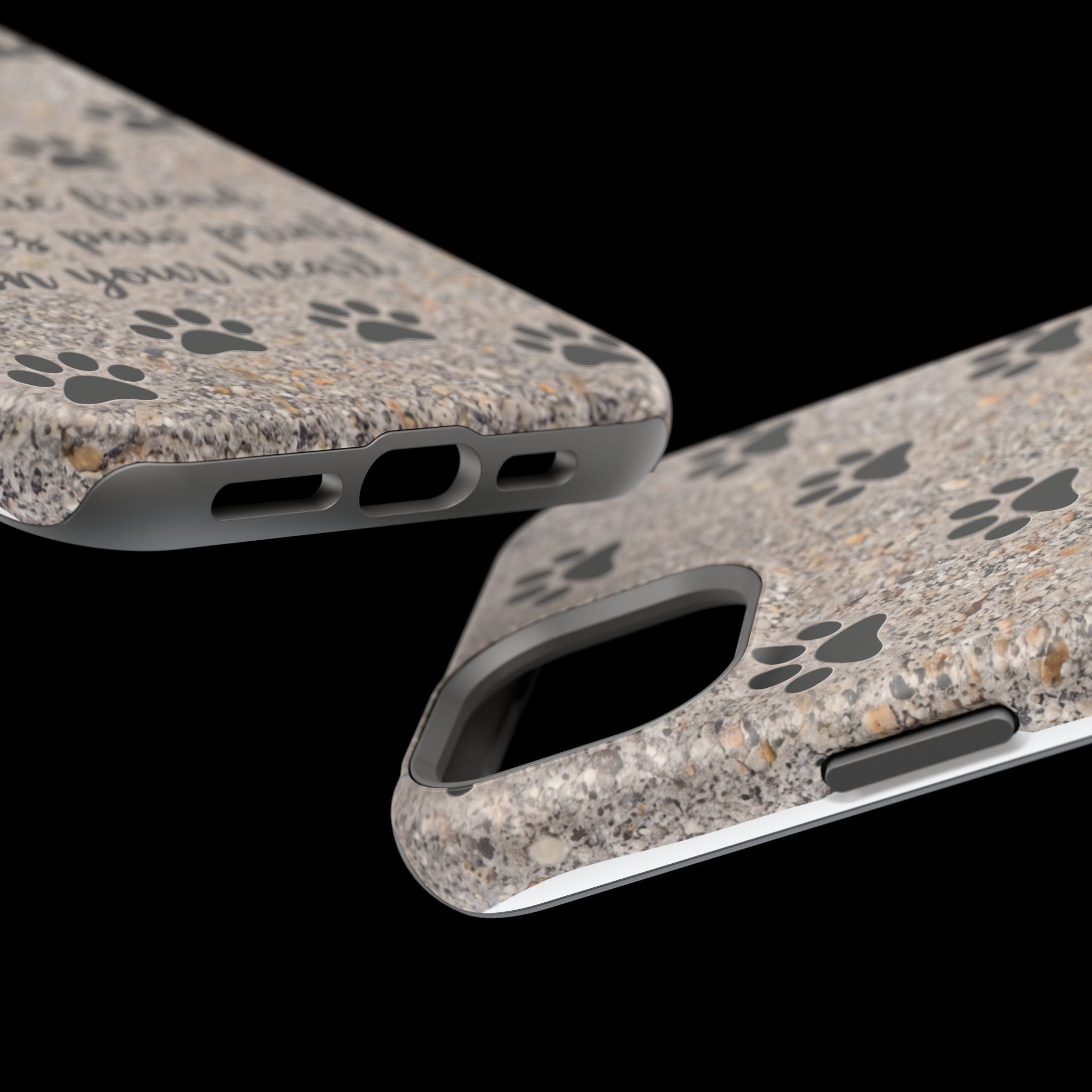 "A True Friend Leaves Paw Prints On Your Heart" Phone Case | Sentimental Stone-Texture Dog Paw Print Case | iPhone & Samsung