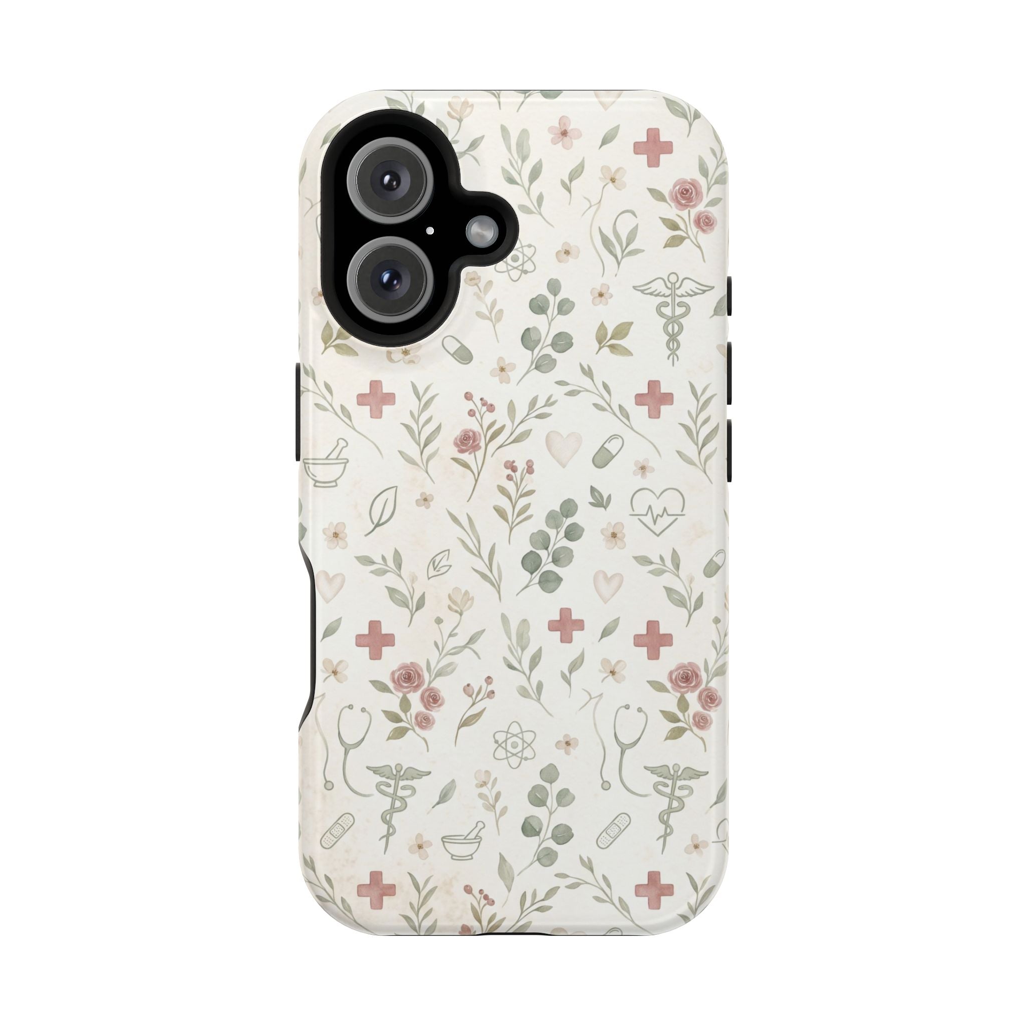 Floral Nurse Phone Case — Impact-Resistant Wireless Charging Cover