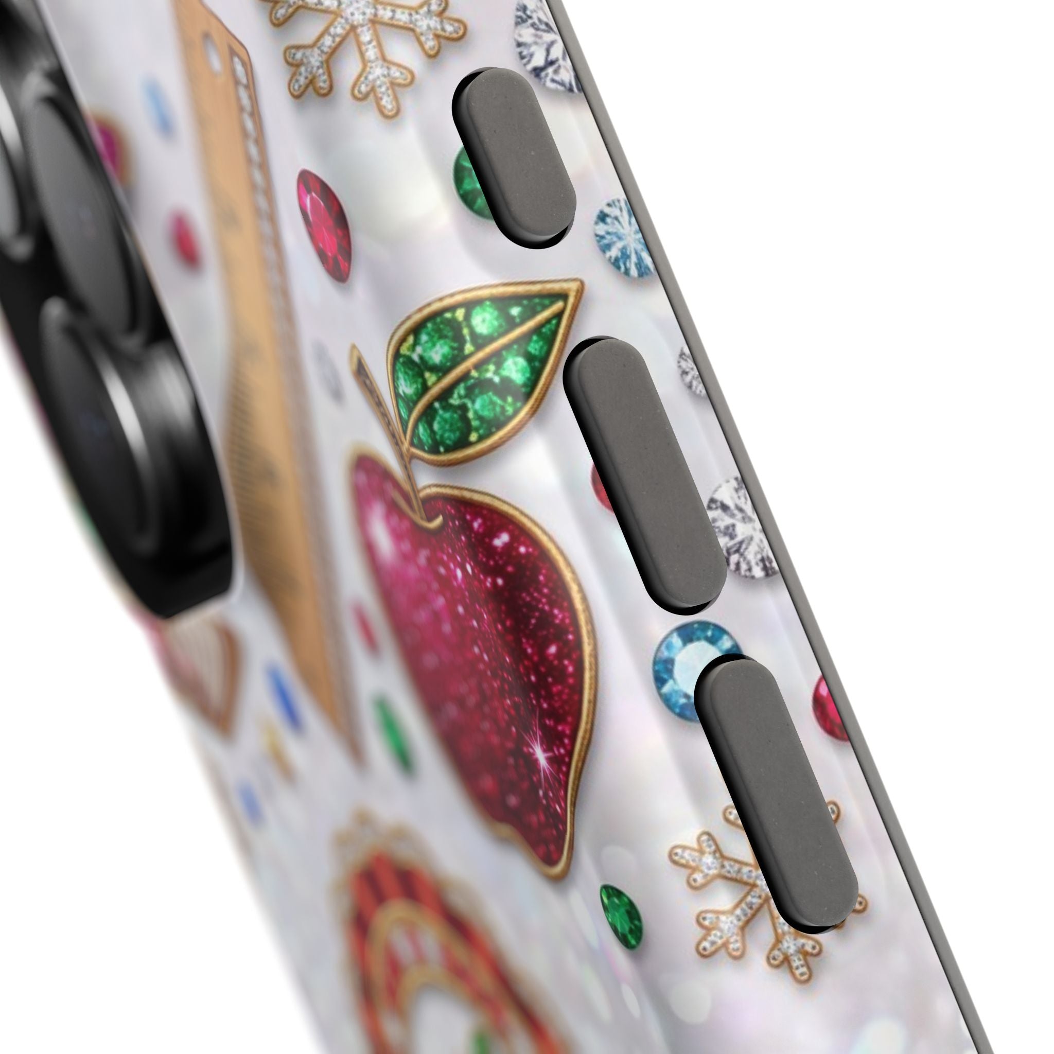Jeweled Apple Medallion Personalized Teacher Phone Case — Wireless Charging Cover