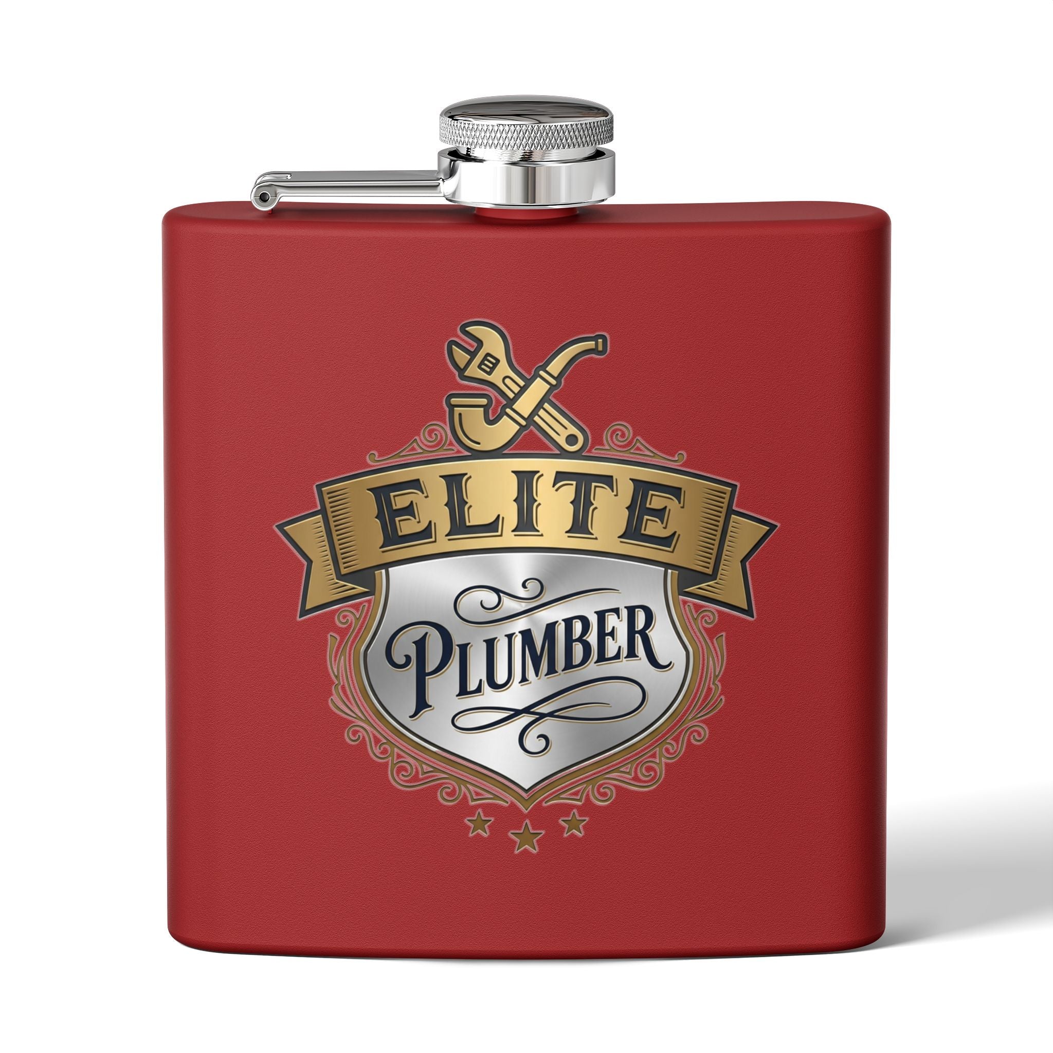 Flask — "Elite Plumber" 6oz Stainless Steel Hip Flask