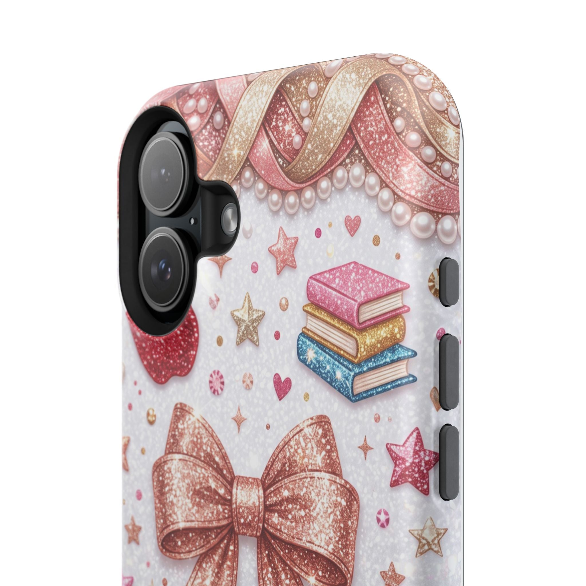 Rose Gold Glitter Bow Personalized Teacher Phone Case — Wireless Charging Cover