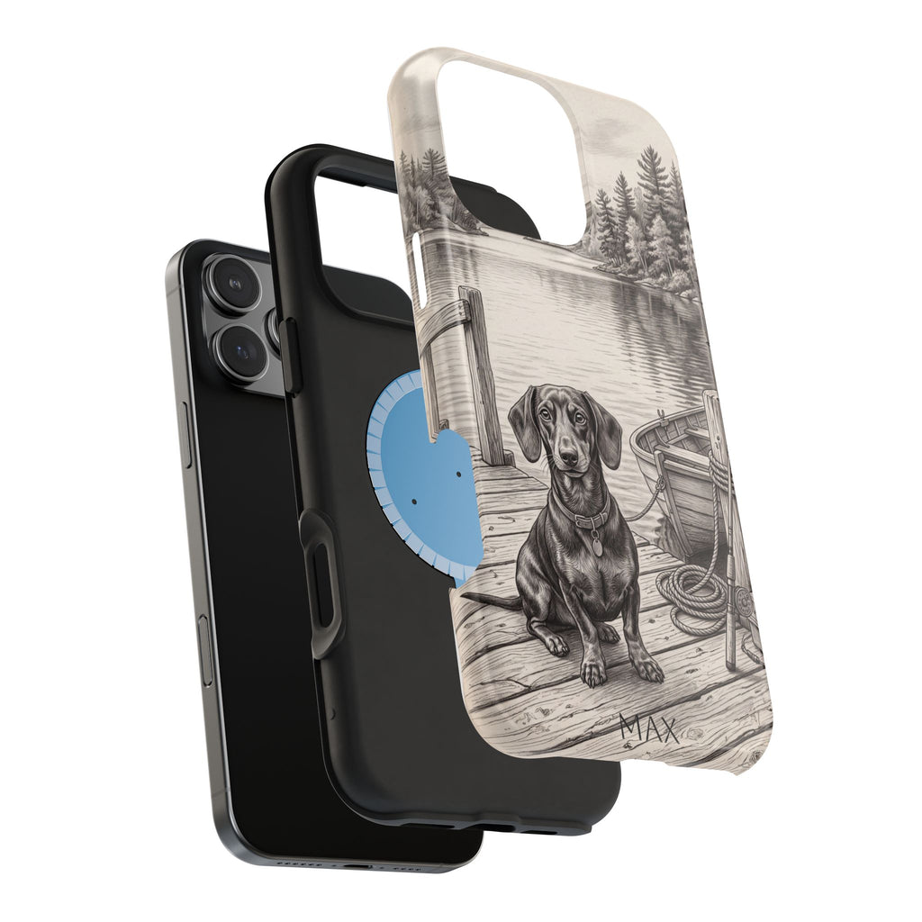 Personalized Dachshund Sunset Beach Phone Case — Wireless Charging Cover