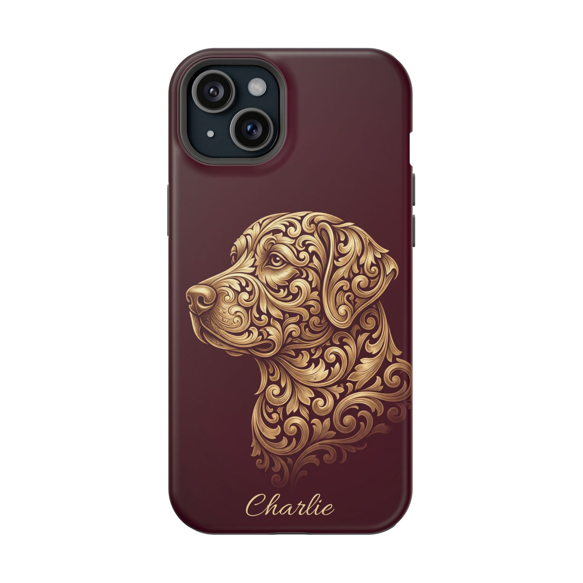 Personalized Gold Filigree Labrador Phone Case — Tough Magnetic Case with Wireless Charging