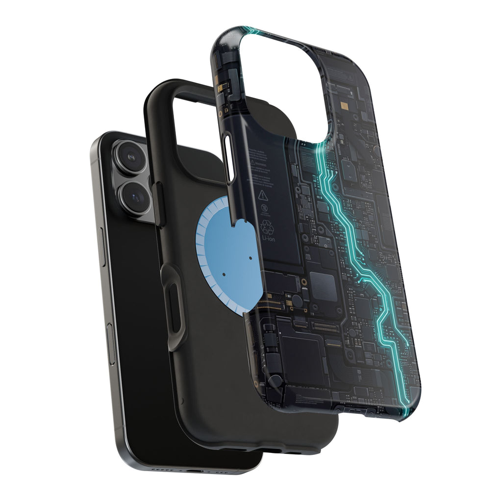 Cyan Bolt Electrician Phone Case — Electric Circuit Wireless Charging Cover