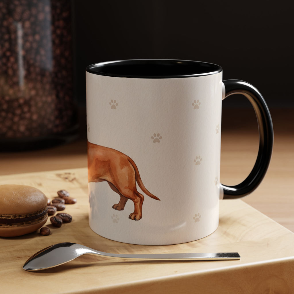 Dachshund Lover Mug – Wiener Dog with Scarf, Cute Watercolor Dachshund Gift Mug