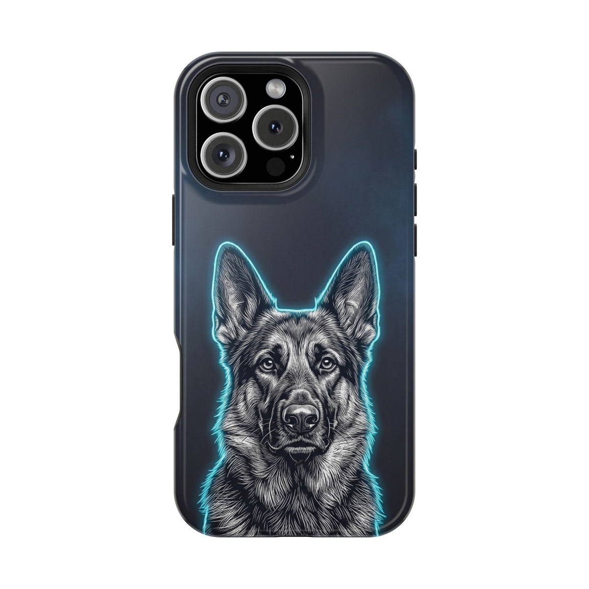 German Shepherd Phone Case | Neon Glow Sketch Art — Tough Magnetic Case with Wireless Charging