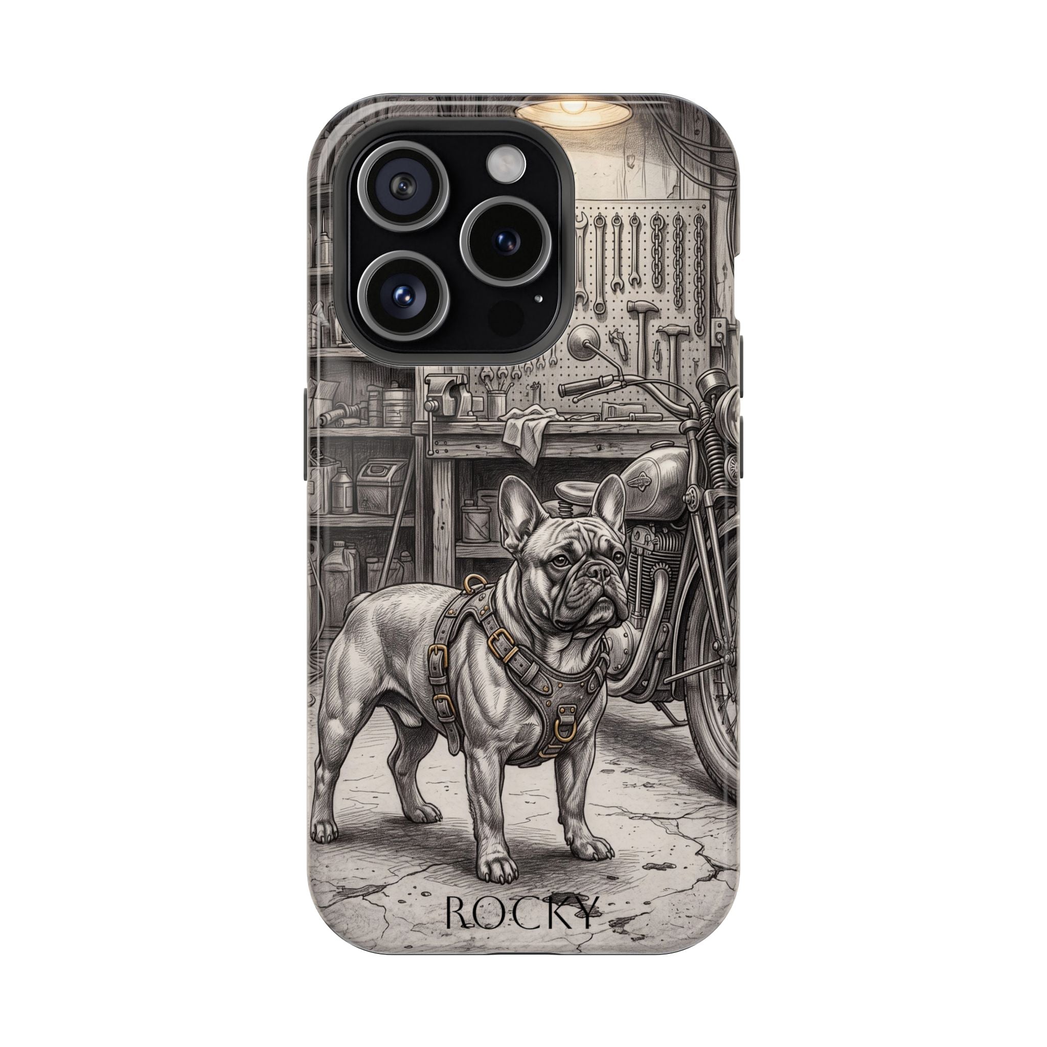 Personalized French Bulldog Vintage Street Phone Case — Wireless Charging Cover