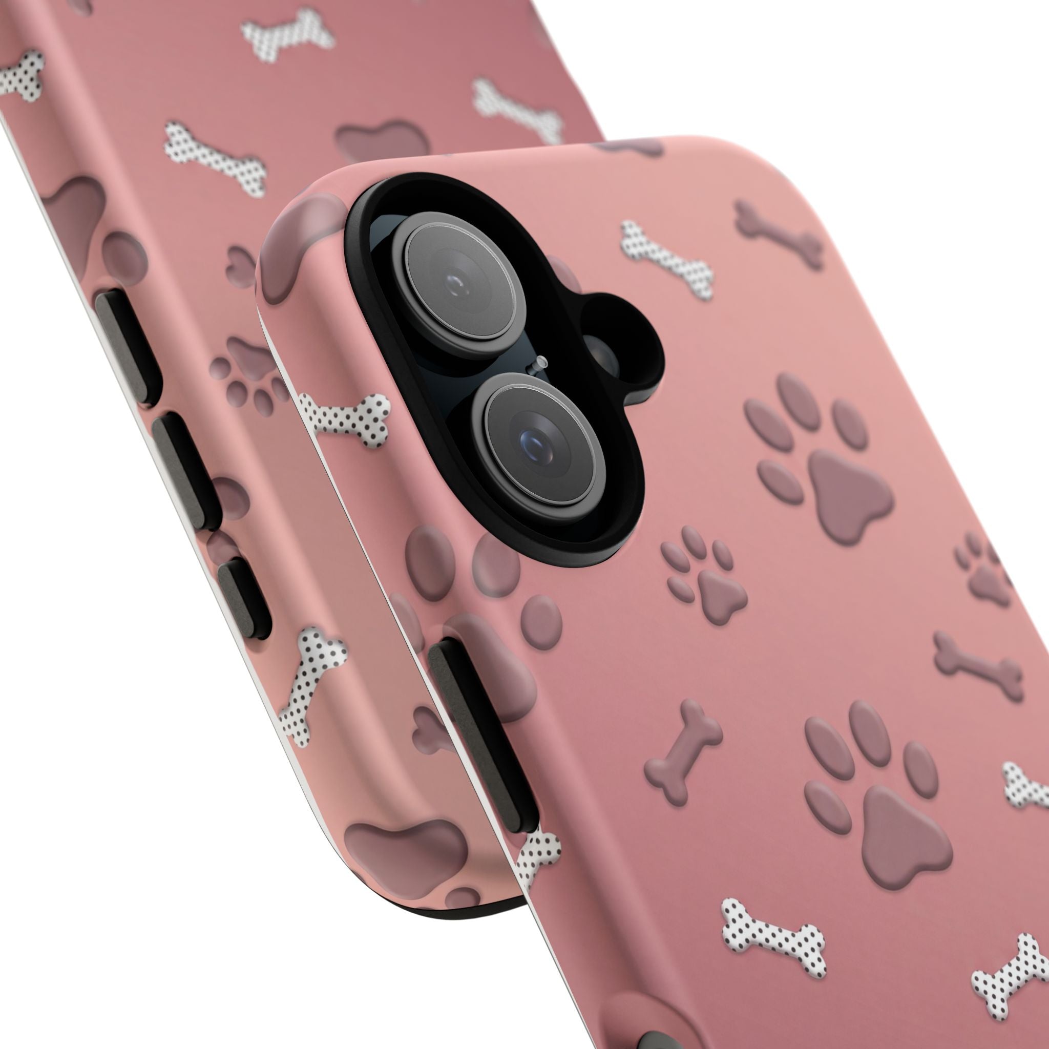 iPhone & Samsung Phone Case | Paw Print & Bone  | Dusty Rose Pattern Case for Frenchie Lovers