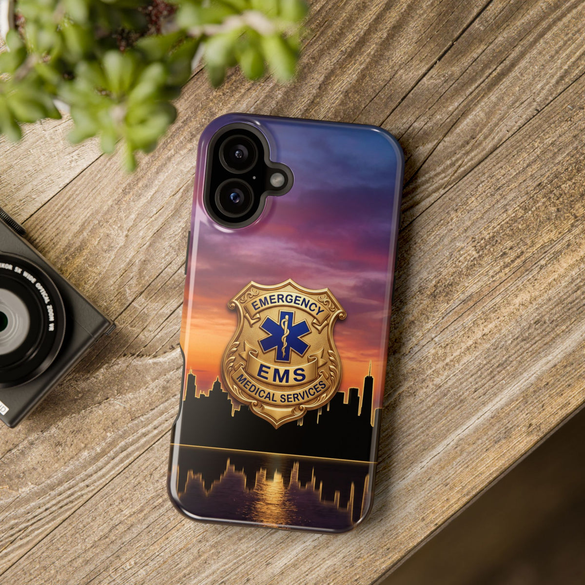 EMS Badge Sunset Skyline Phone Case — Magnetic Wireless Charging Cover