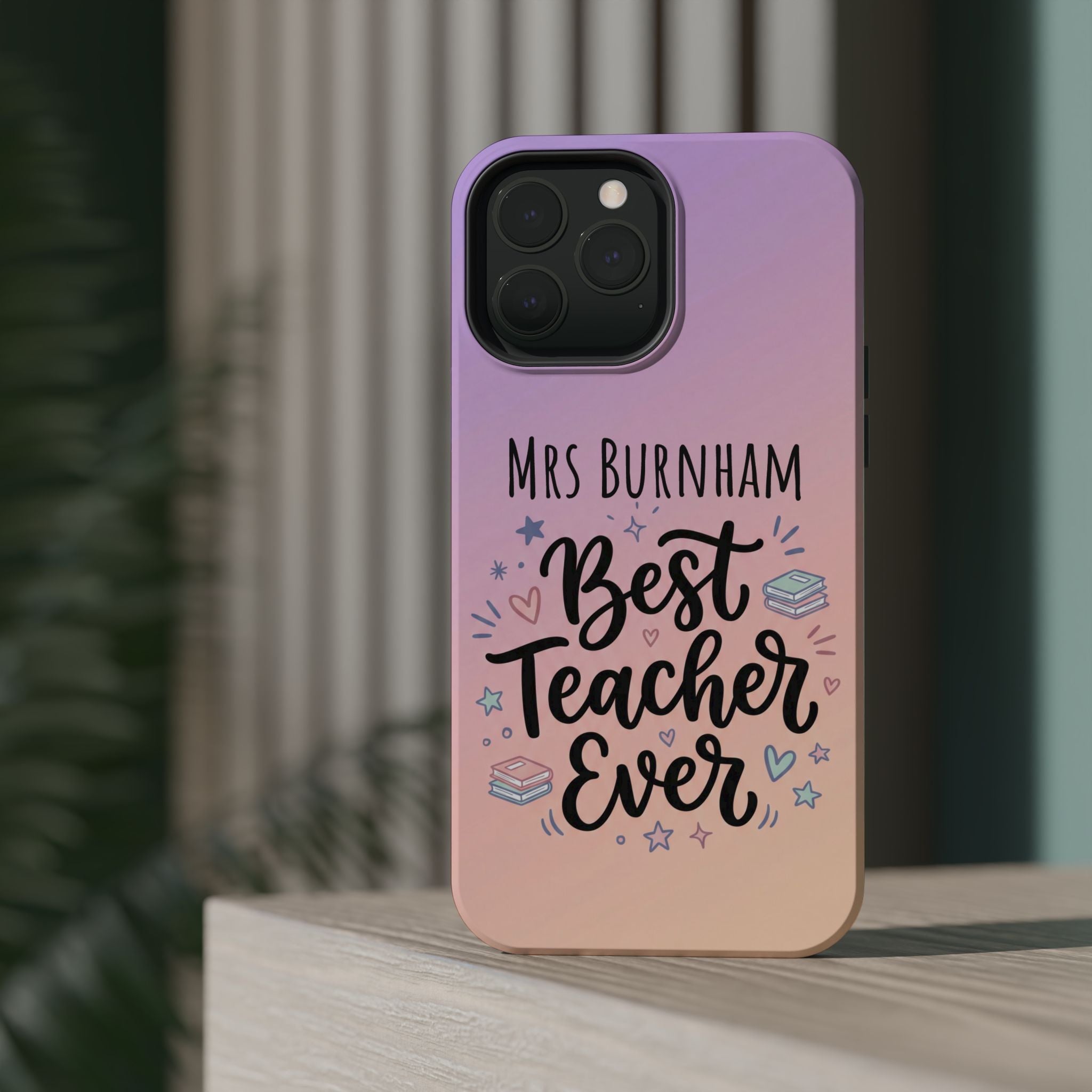 Best Teacher Ever Personalized Phone Case — Wireless Charging Cover