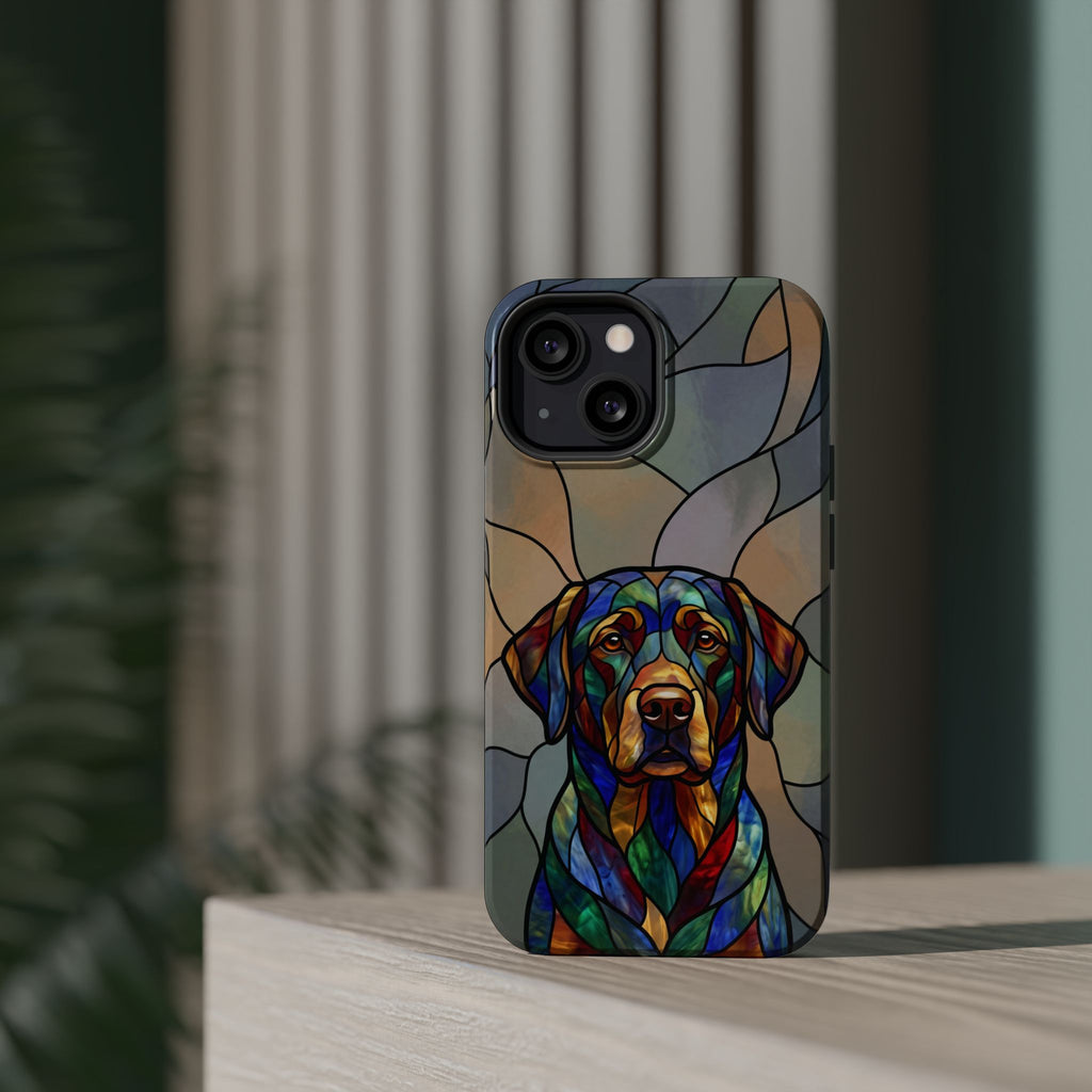 Stained Glass Labrador Phone Case — Tough Magnetic Case with Wireless Charging