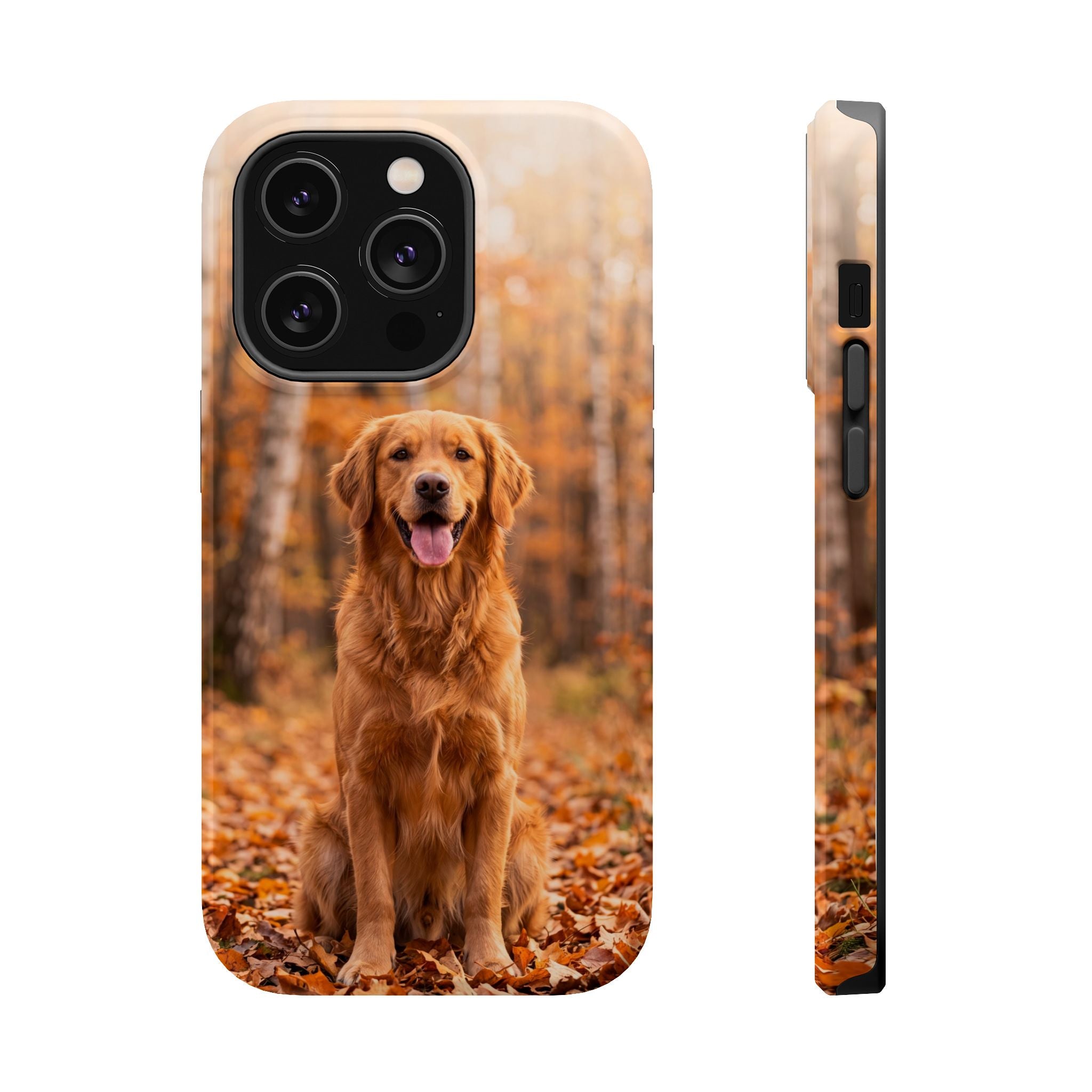 Autumn Golden Retriever Phone Case — Impact-Resistant Wireless Charging Cover