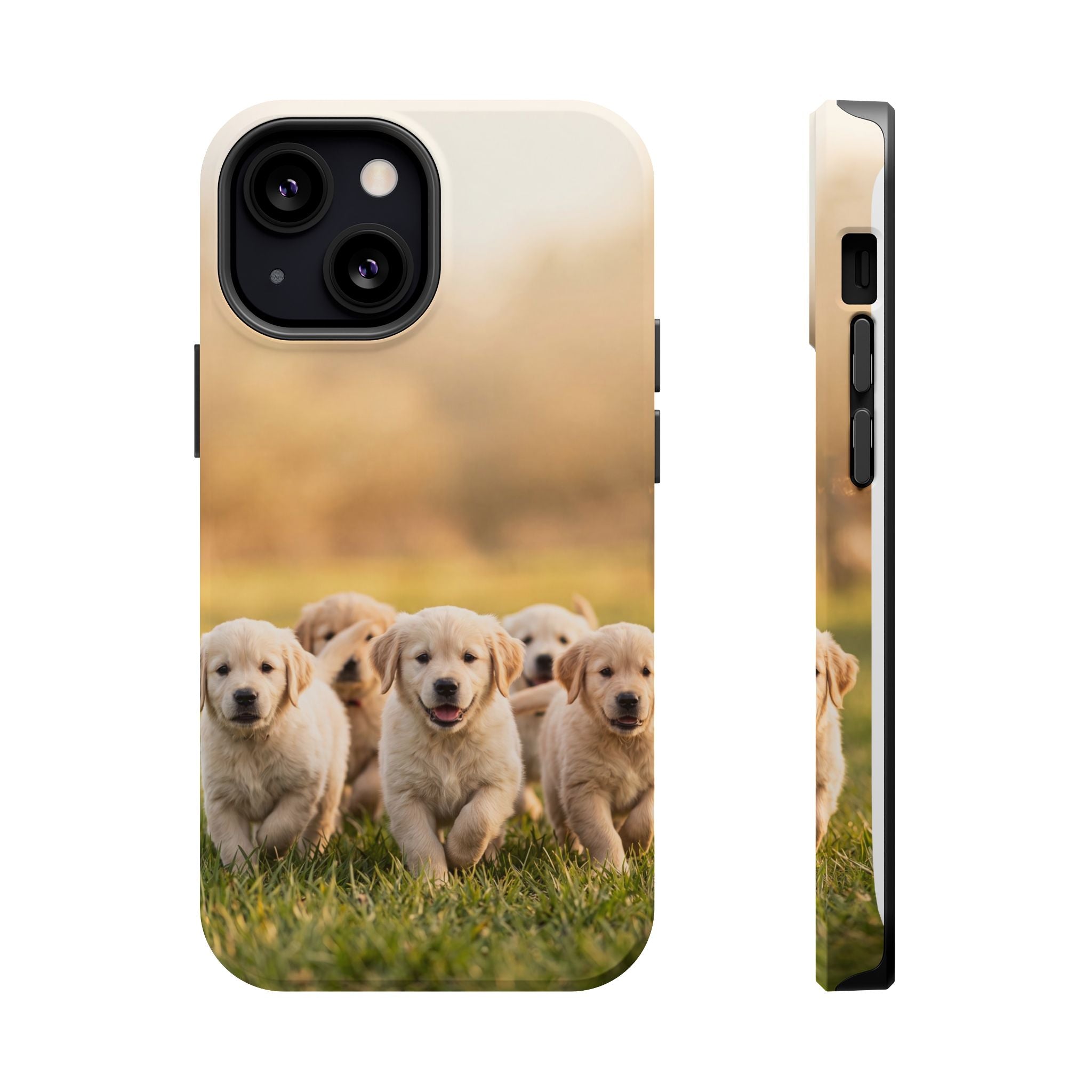 Golden Retriever Puppies Phone Case — Impact-Resistant Wireless Charging Cover