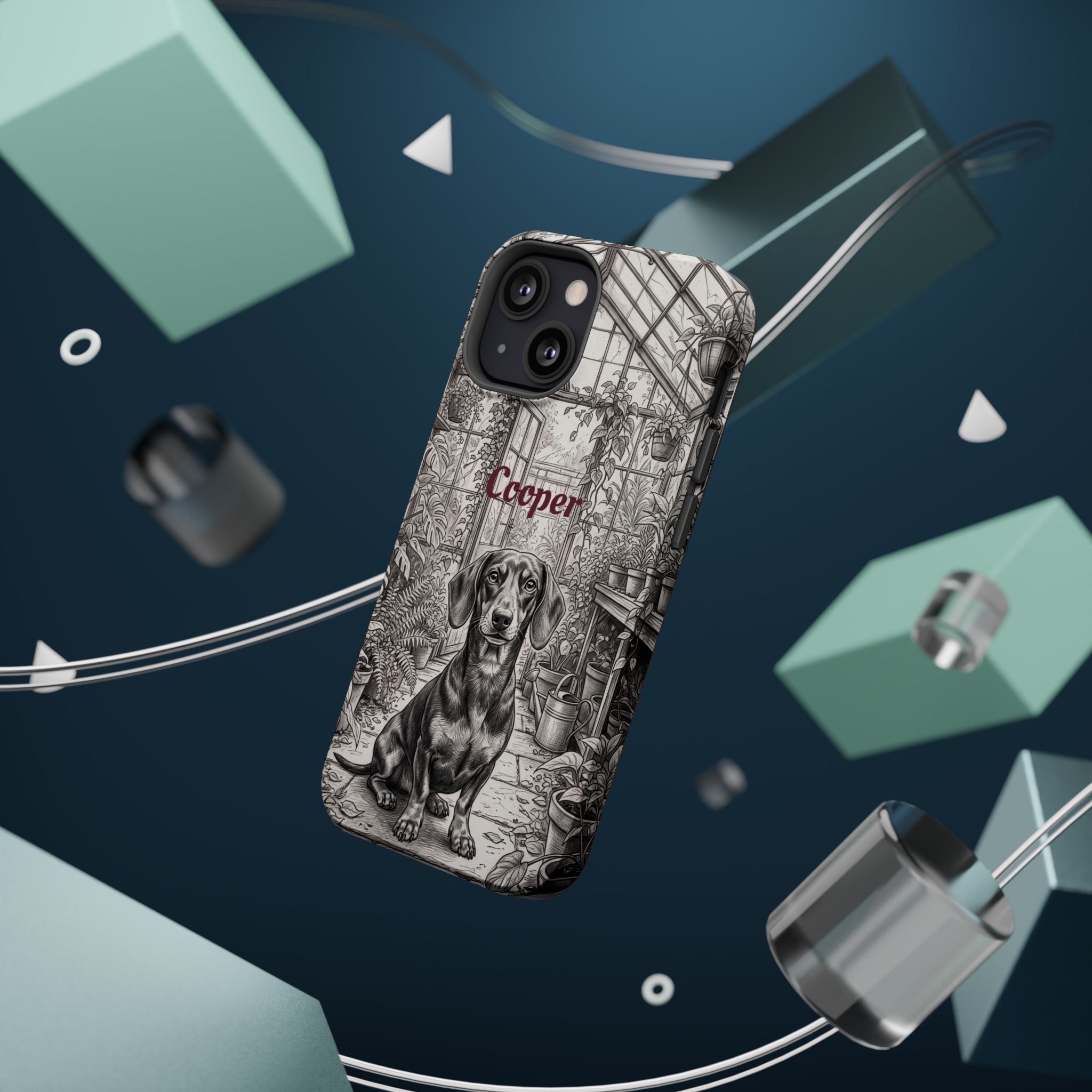 Personalized Dachshund Vintage Greenhouse Phone Case — Wireless Charging Cover