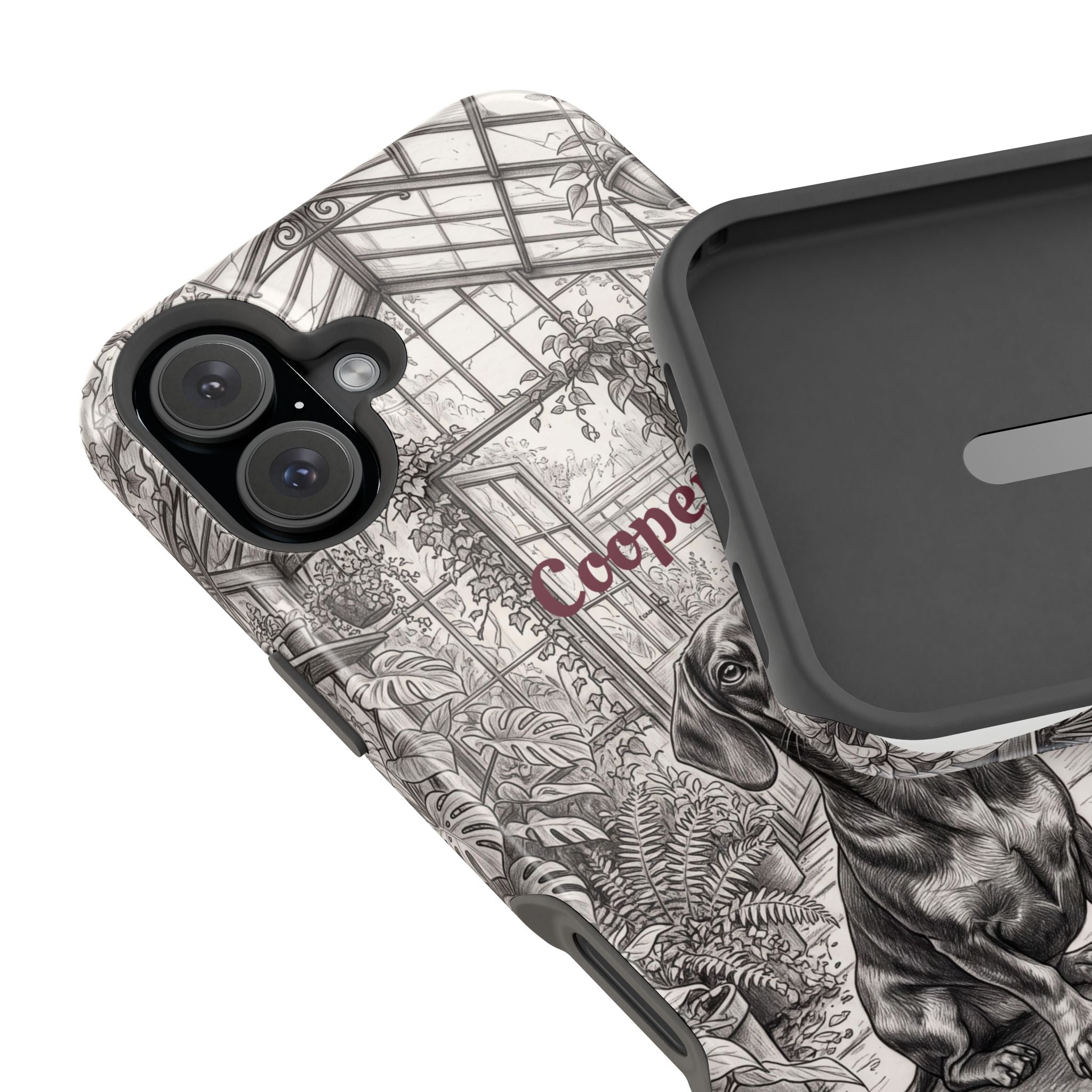 Personalized Dachshund Vintage Greenhouse Phone Case — Wireless Charging Cover