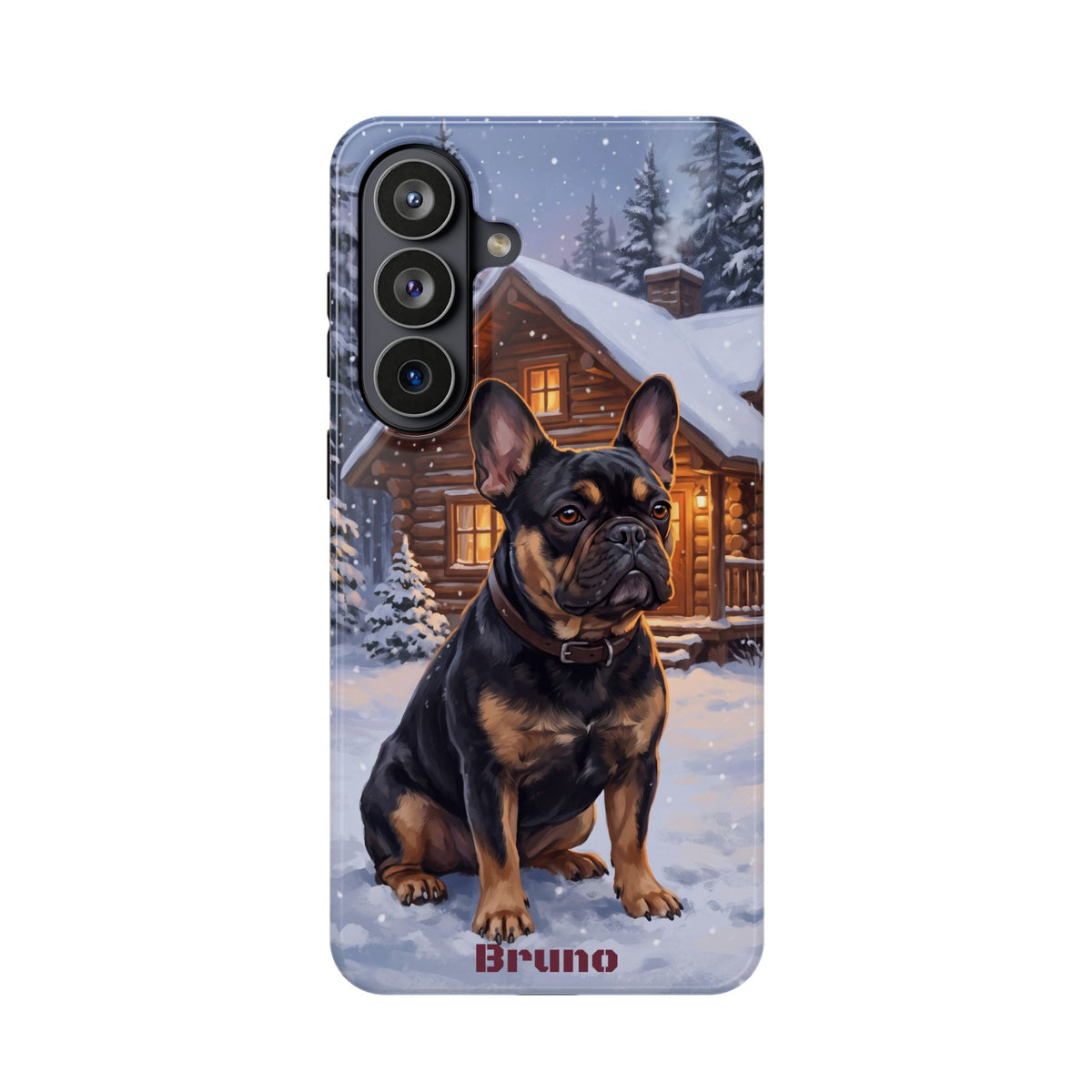 Personalized French Bulldog Cozy Cabin Phone Case — Wireless Charging Cover