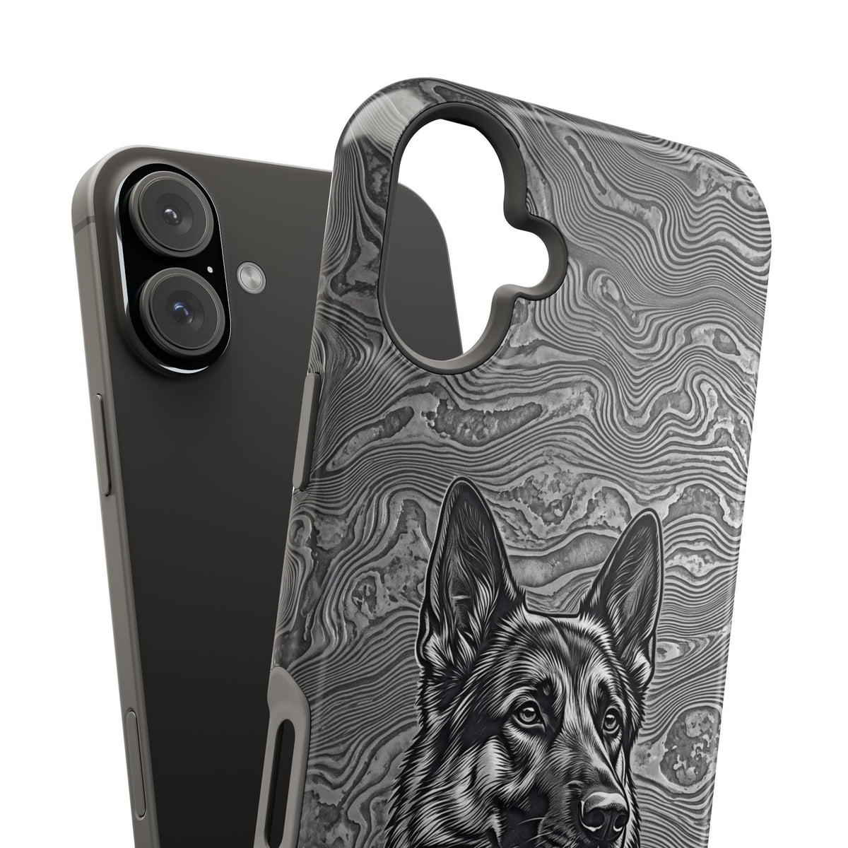 German Shepherd Phone Case | Damascus Art — Tough Magnetic Case with Wireless Charging