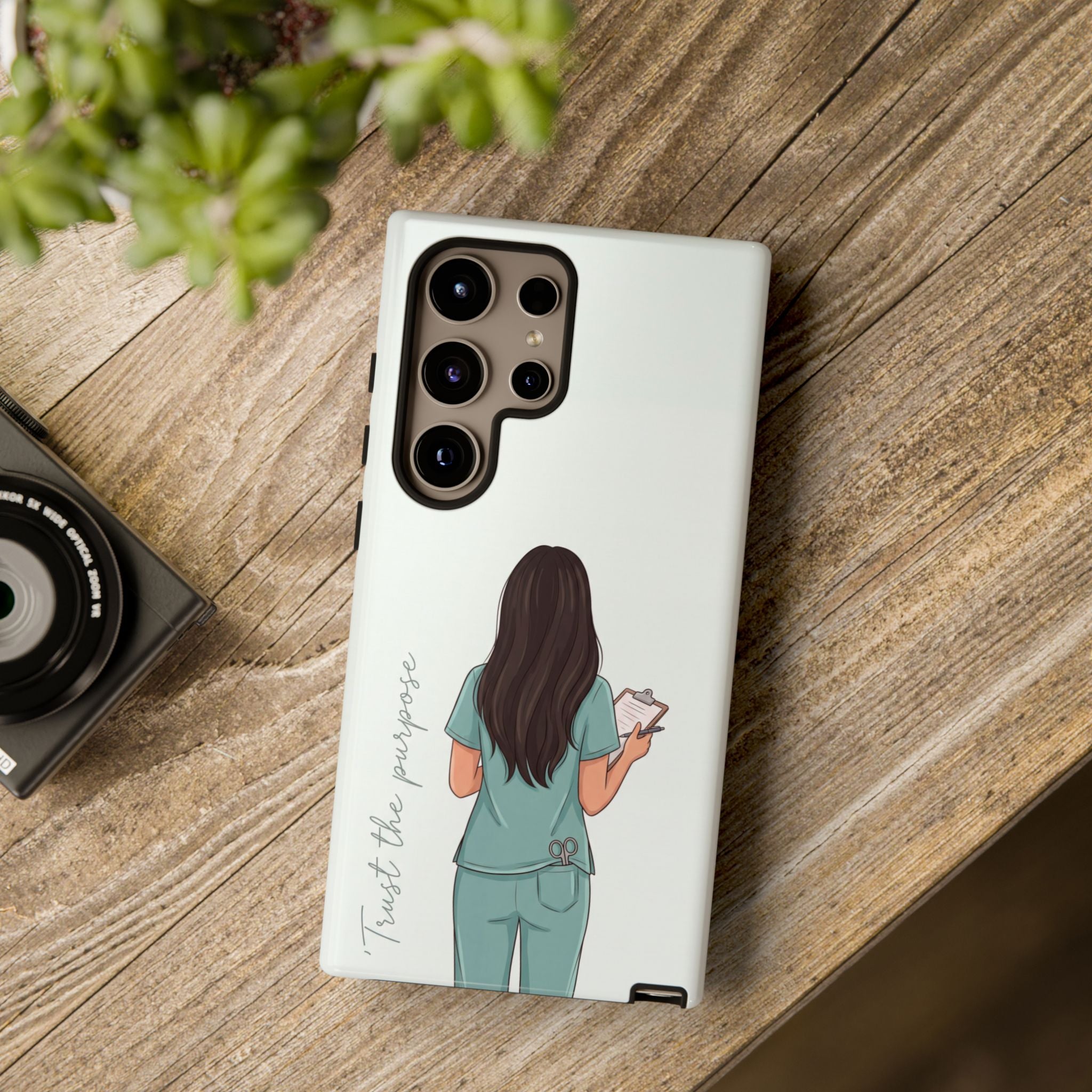 "Trust the Purpose" Nurse Phone Case | Illustrated Nurse in Scrubs Design | iPhone & Samsung