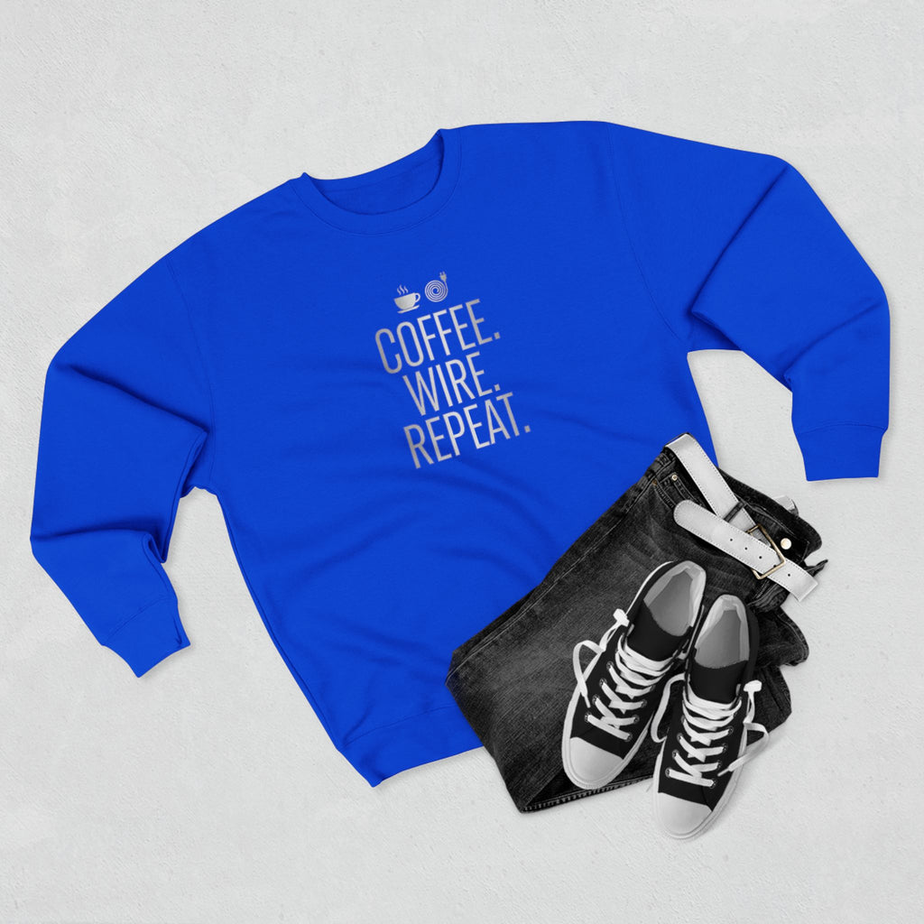 Coffee Wire Repeat Electrician Sweatshirt | Funny Electrician Gift Crewneck