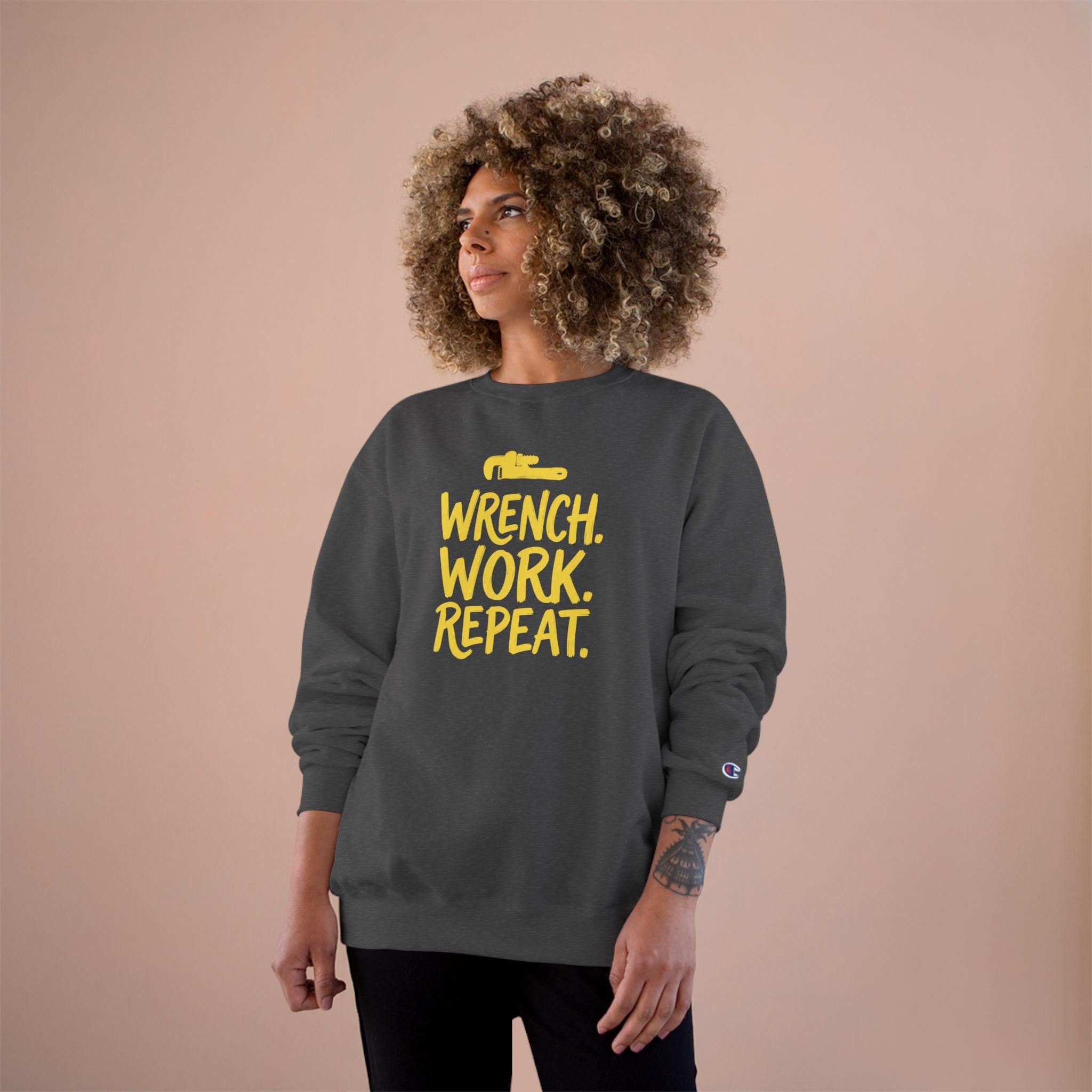 Wrench Work Repeat Plumber Sweatshirt | Funny Plumber Gift Crewneck