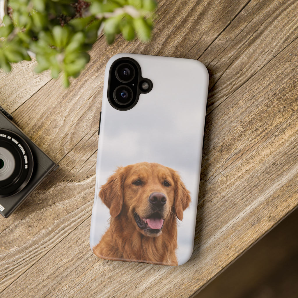 Golden Retriever Portrait Phone Case | Happy Dog Photo on Soft Sky Background | Samsung & iPhone