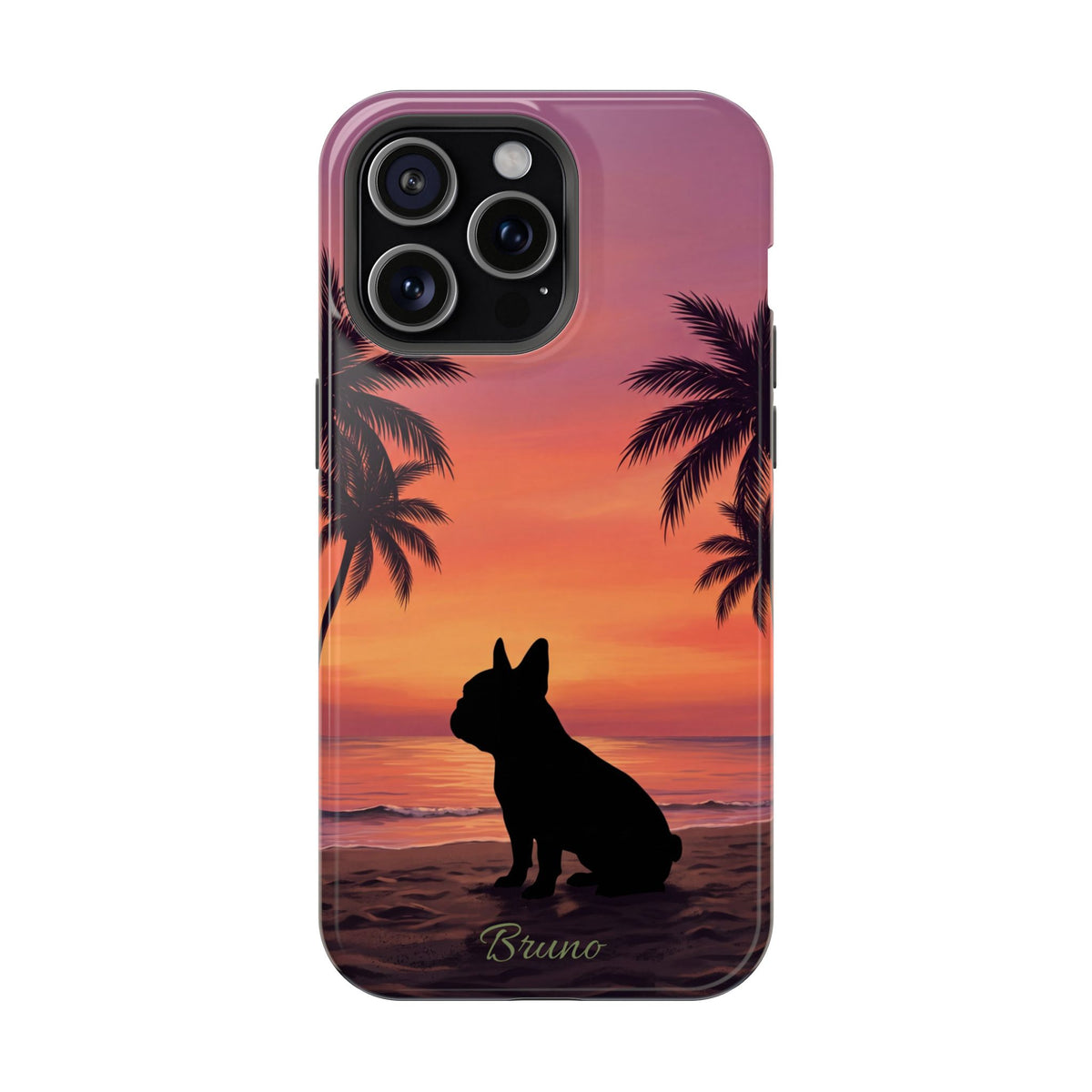 Personalized French Bulldog Tropical Beach Phone Case — Wireless Charging Cover