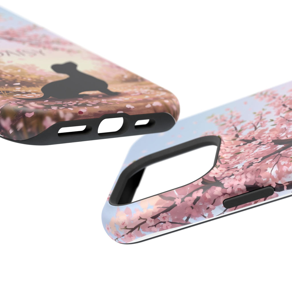 Personalized Dachshund Cherry Blossom Phone Case — Wireless Charging Cover