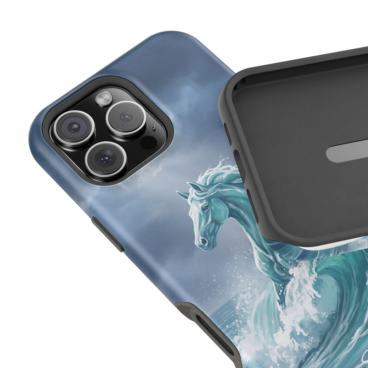 Personalized Ocean Wave Horse Phone Case — Tough Magnetic Case with Wireless Charging