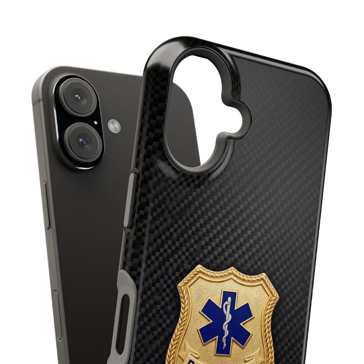 Gold Paramedic Badge Black Phone Case — Magnetic Wireless Charging Cover