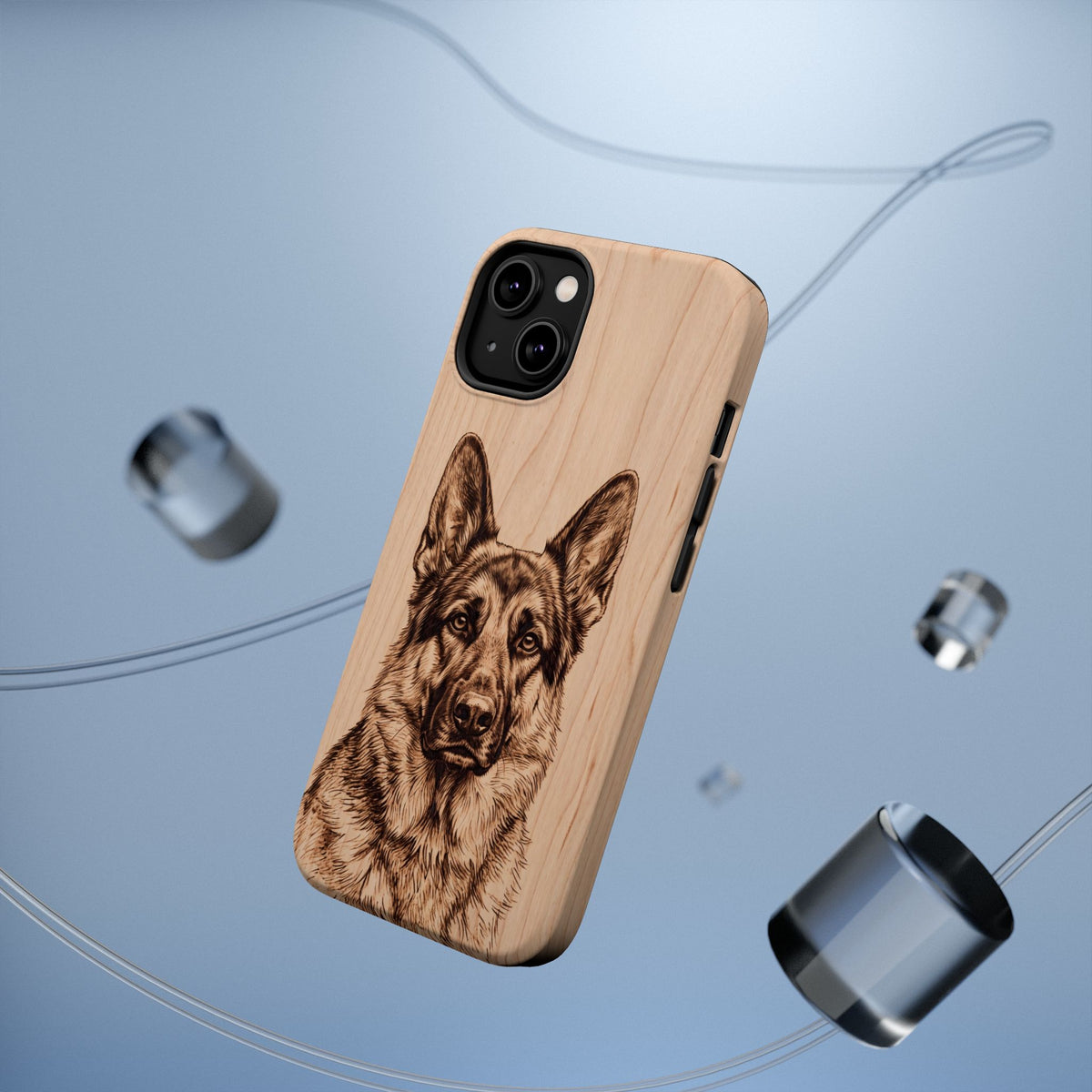 German Shepherd Phone Case | Pyrography Art — Tough Magnetic Case with Wireless Charging