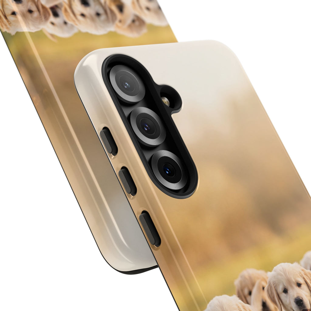 Golden Retriever Puppies Phone Case | Playful Puppy Pack Running in Grass | iPhone & Samsung