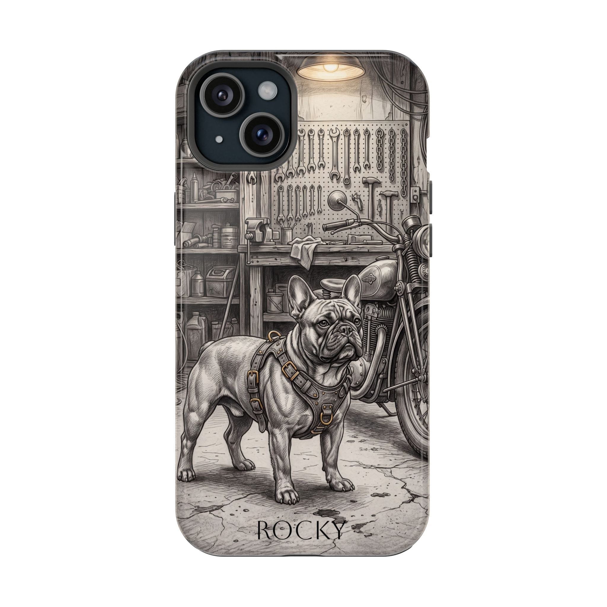 Personalized French Bulldog Vintage Street Phone Case — Wireless Charging Cover