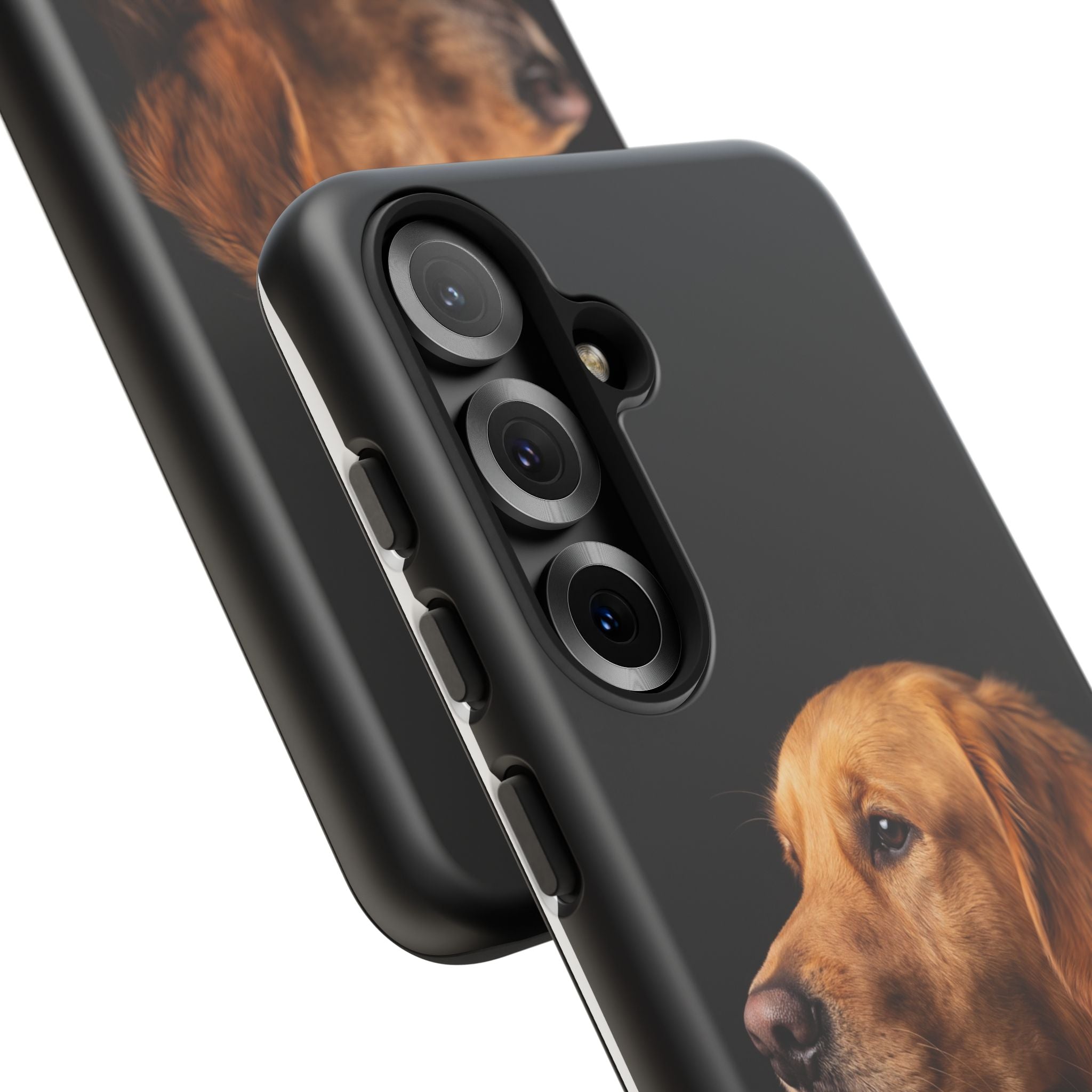 Golden Retriever Portrait Phone Case | Realistic Dog Photo on Black Background | iPhone & Samsung