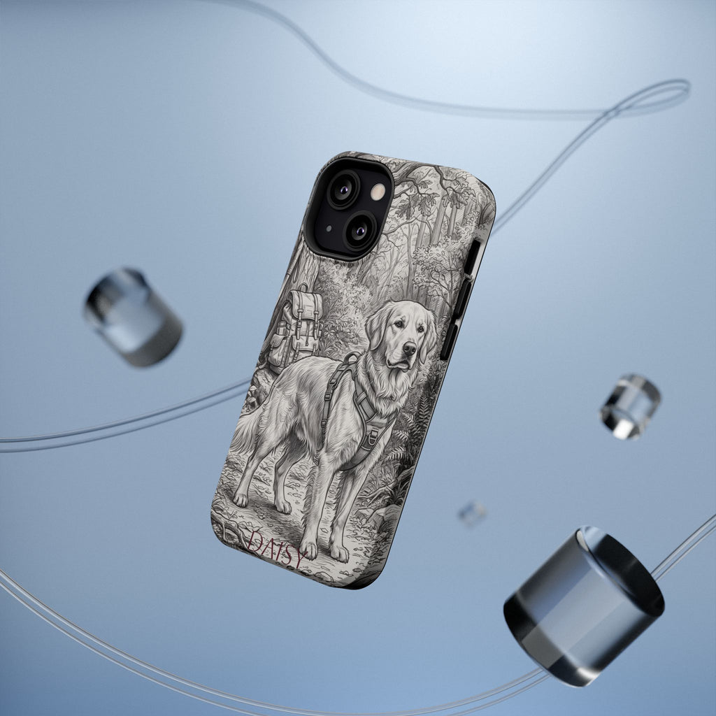 Personalized Golden Retriever Woodland Trail Phone Case — Wireless Charging Cover