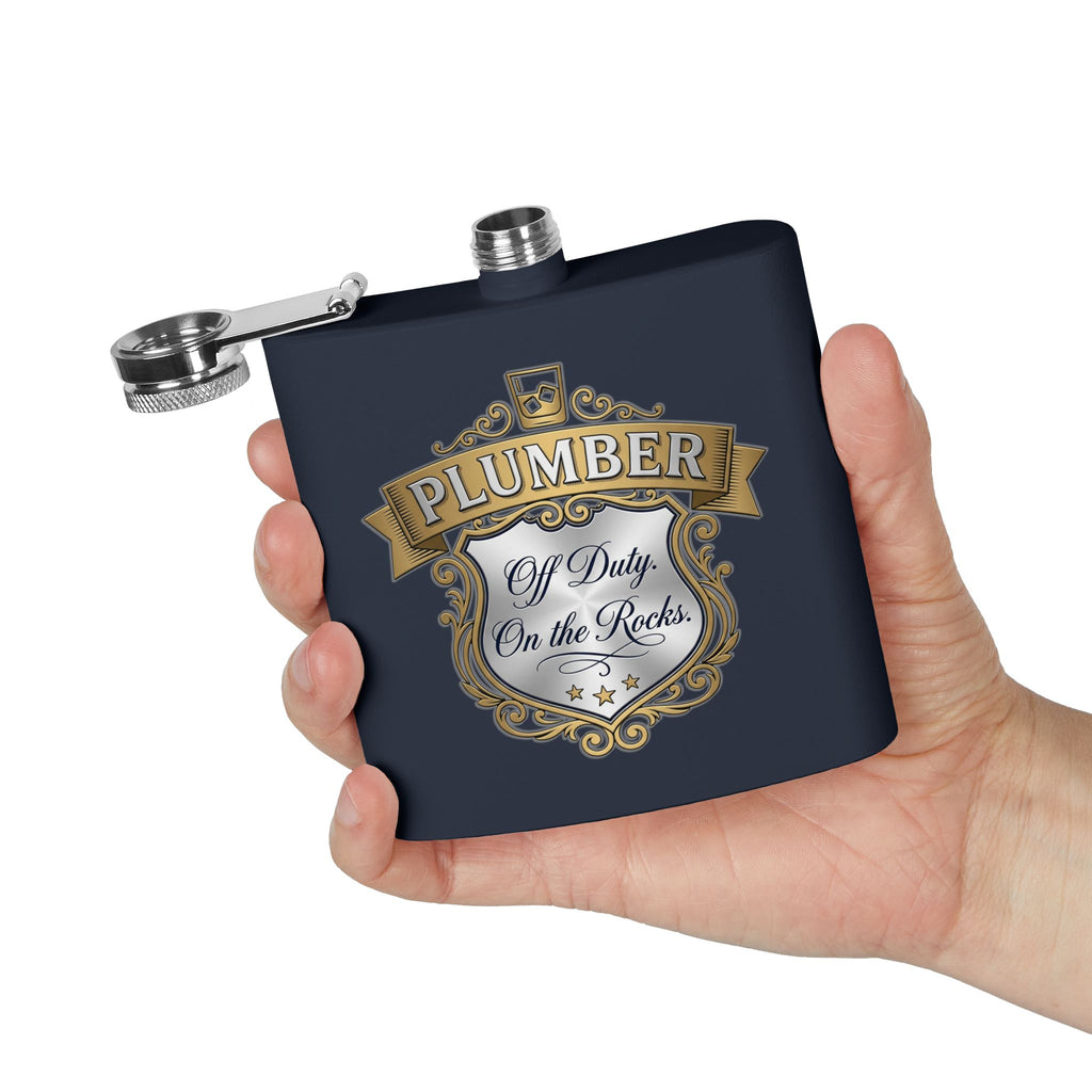 Flask — "Off Duty. On the Rocks." 6oz Stainless Steel Hip Flask