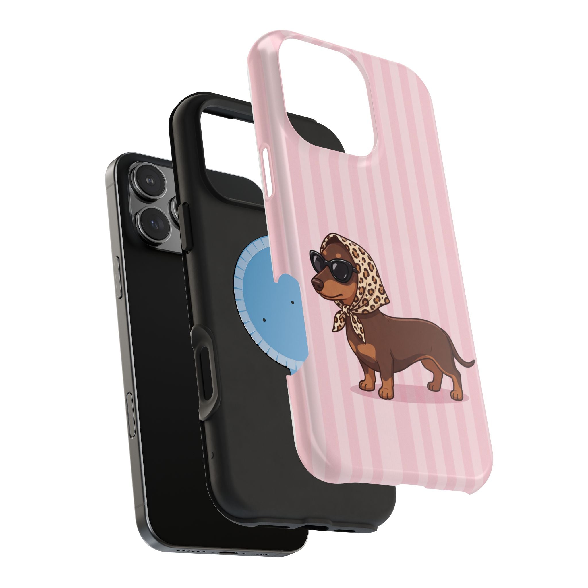 Preppy Dachshund Phone Case — Impact-Resistant Wireless Charging Cover