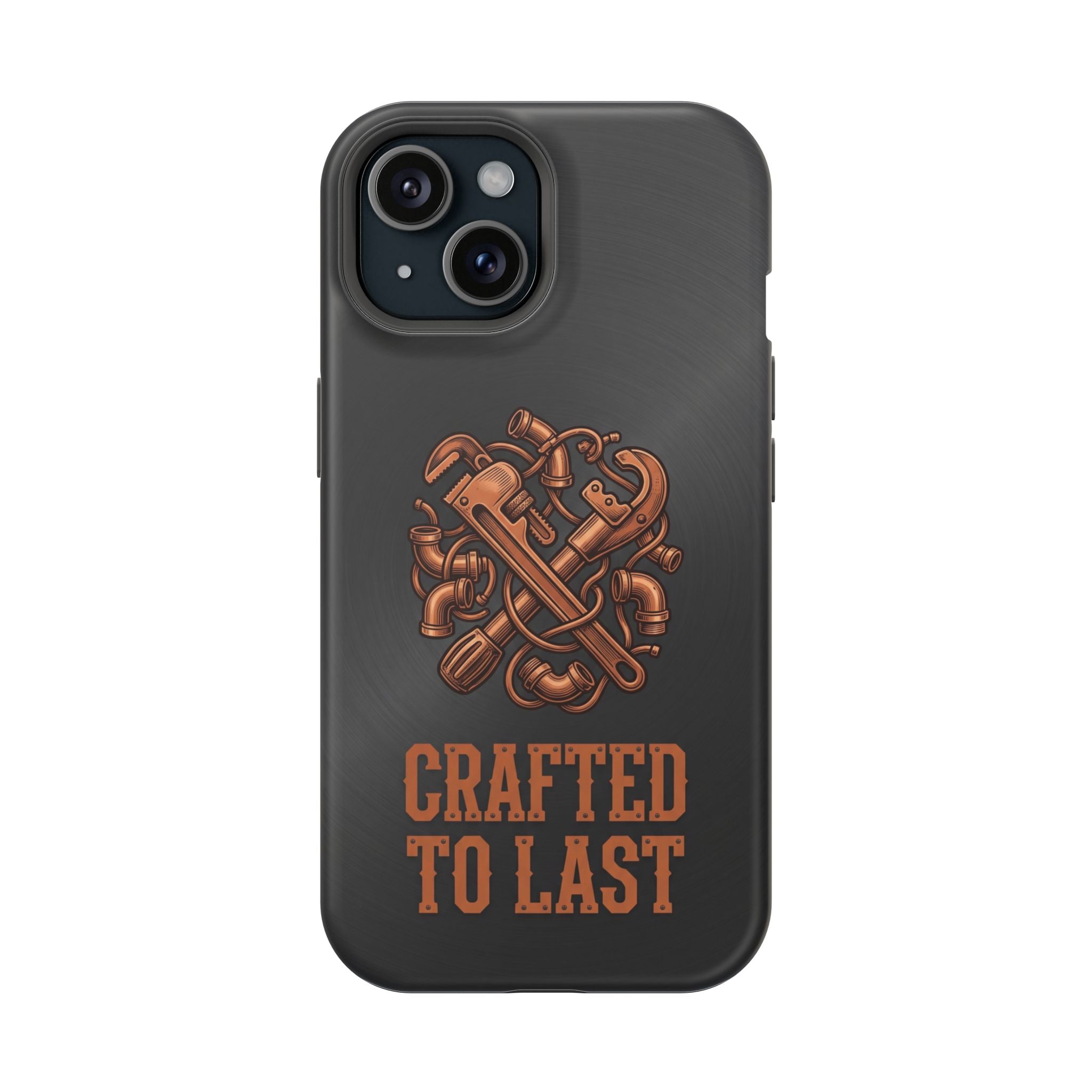 Crafted to Last Phone Case — Crossed Wrenches Wireless Charging Cover