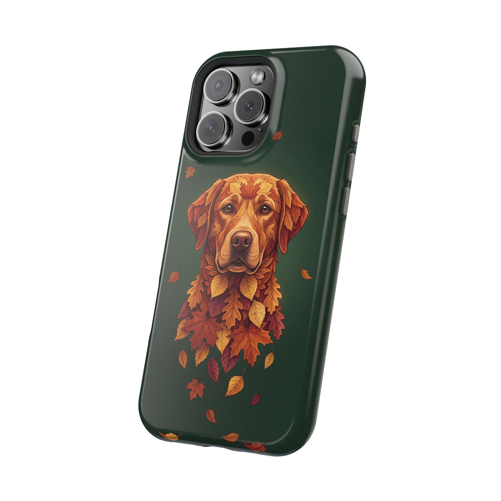 Autumn Leaves Labrador Phone Case — Tough Magnetic Case with Wireless Charging