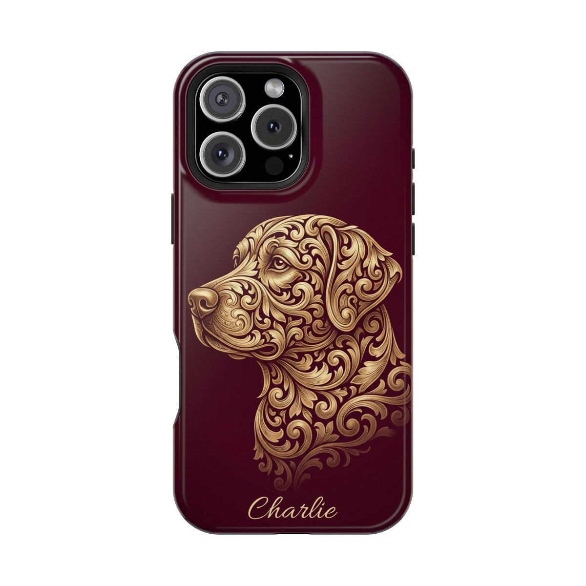 Personalized Gold Filigree Labrador Phone Case — Tough Magnetic Case with Wireless Charging