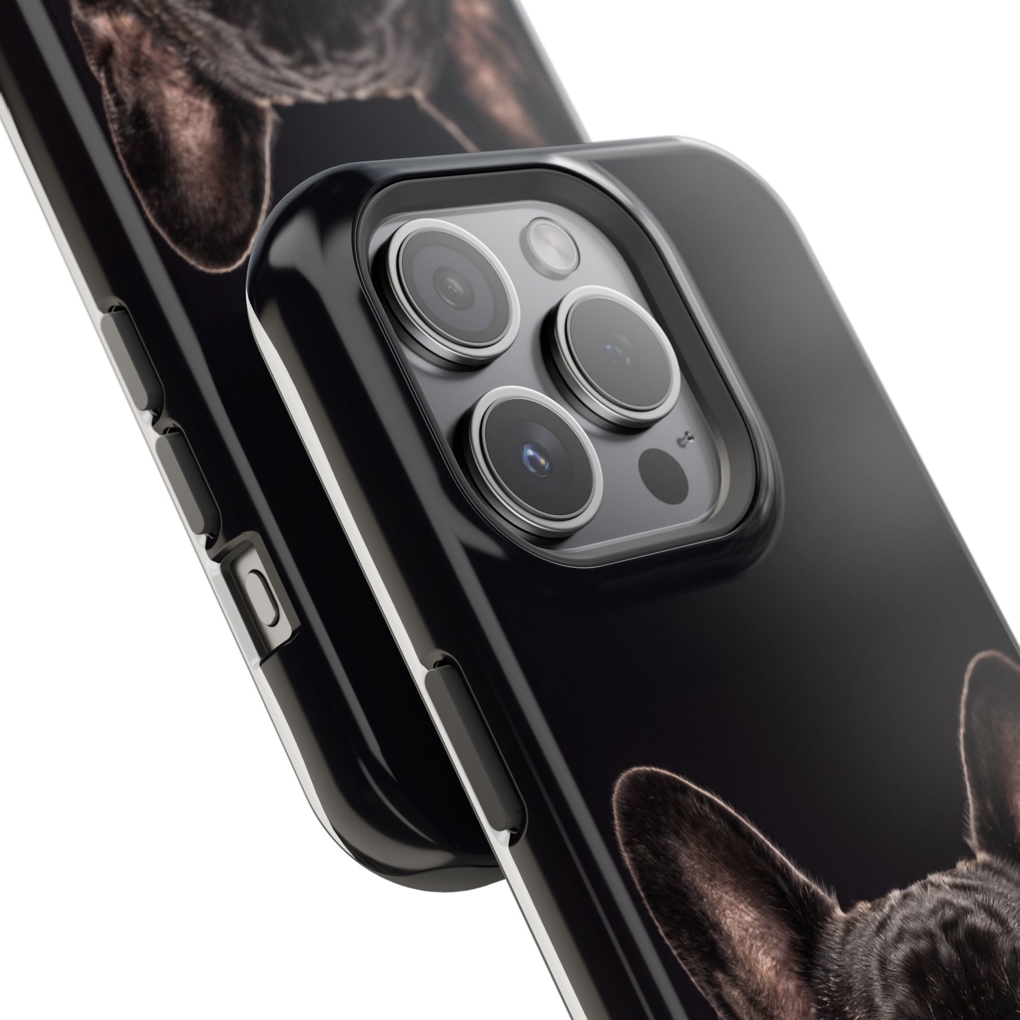 Black French Bulldog Phone Case — Impact-Resistant Wireless Charging Cover