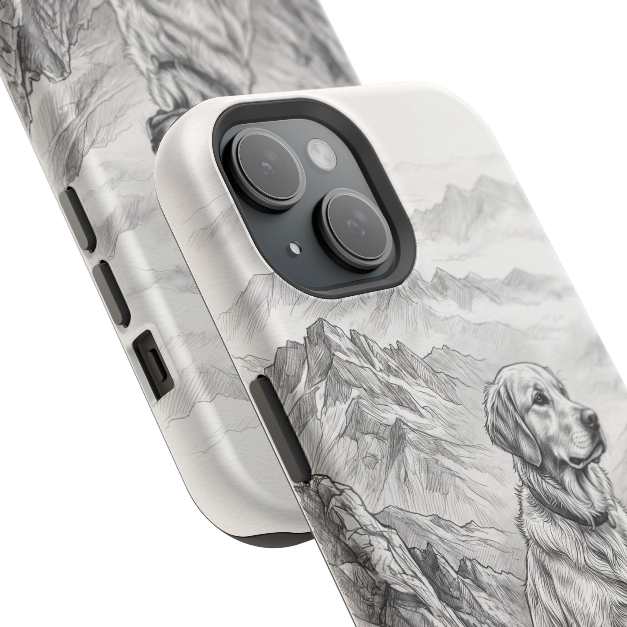 Personalized Golden Retriever Mountain Peak Phone Case — Wireless Charging Cover