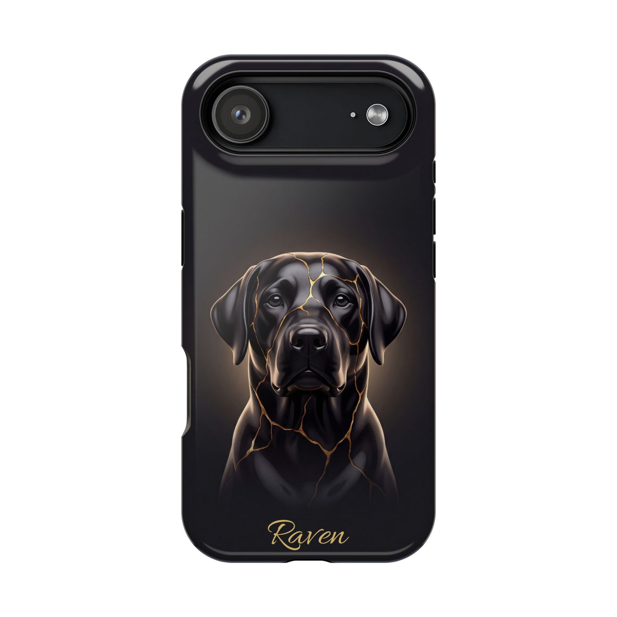 Personalized Obsidian Kintsugi Labrador Phone Case — Tough Magnetic Case with Wireless Charging