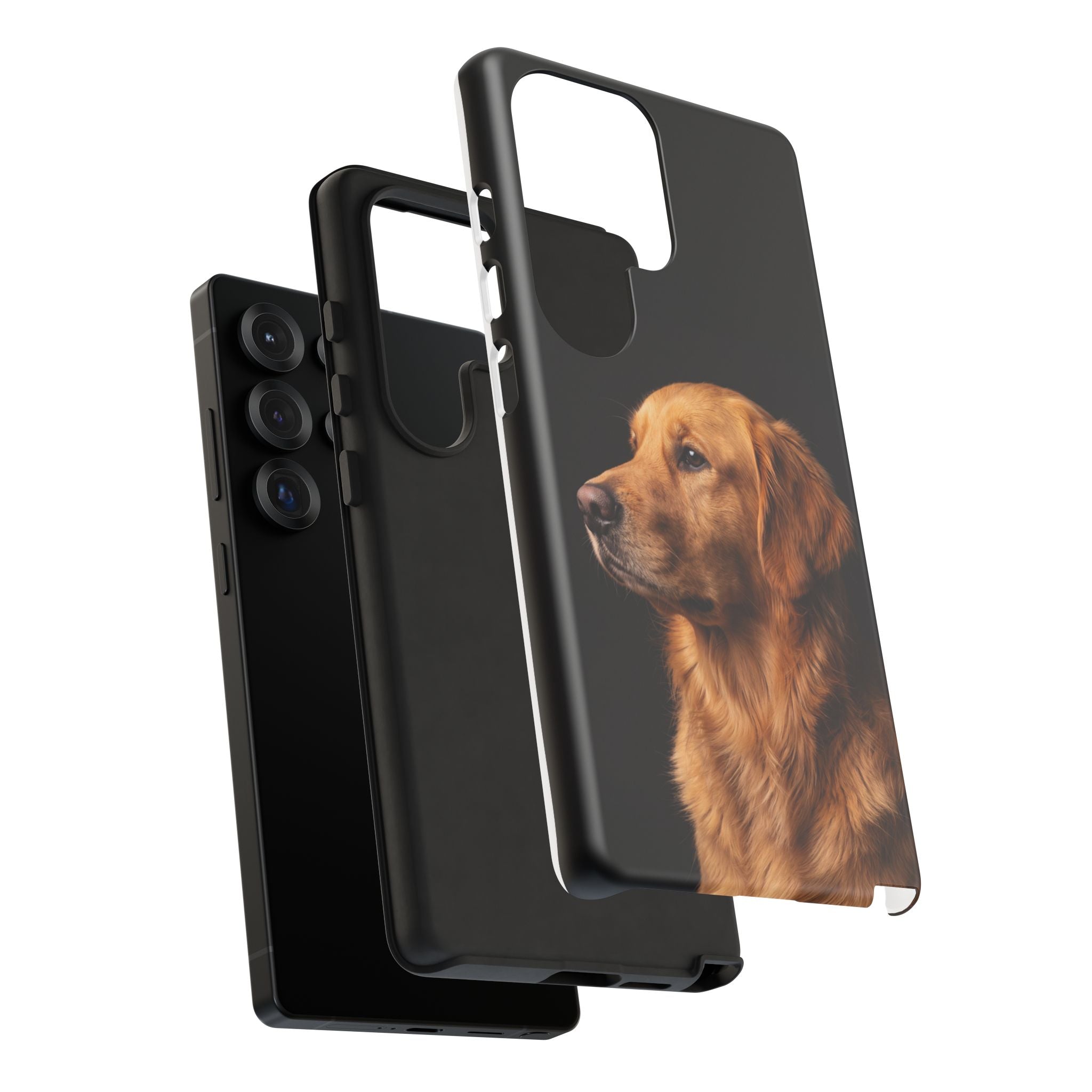 Golden Retriever Portrait Phone Case | Realistic Dog Photo on Black Background | iPhone & Samsung