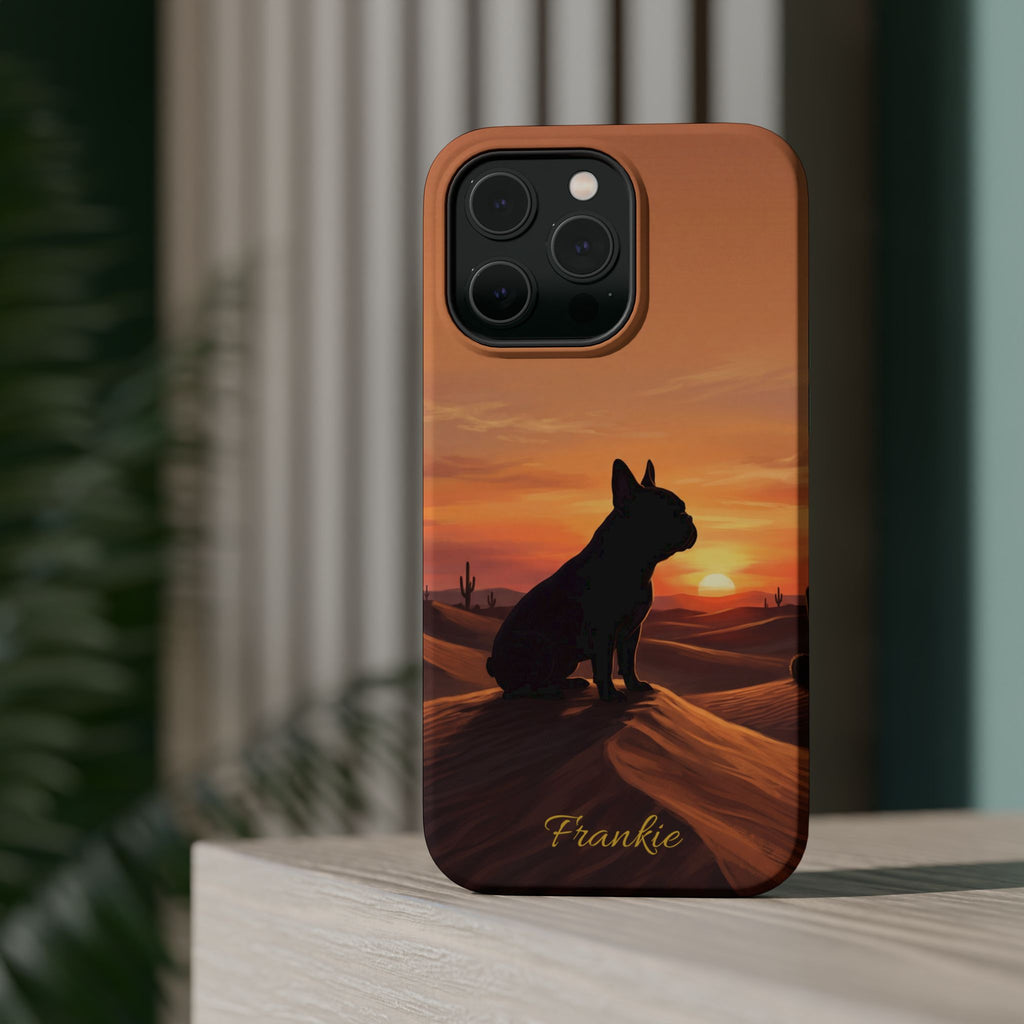 Personalized French Bulldog Desert Sunset Phone Case — Wireless Charging Cover