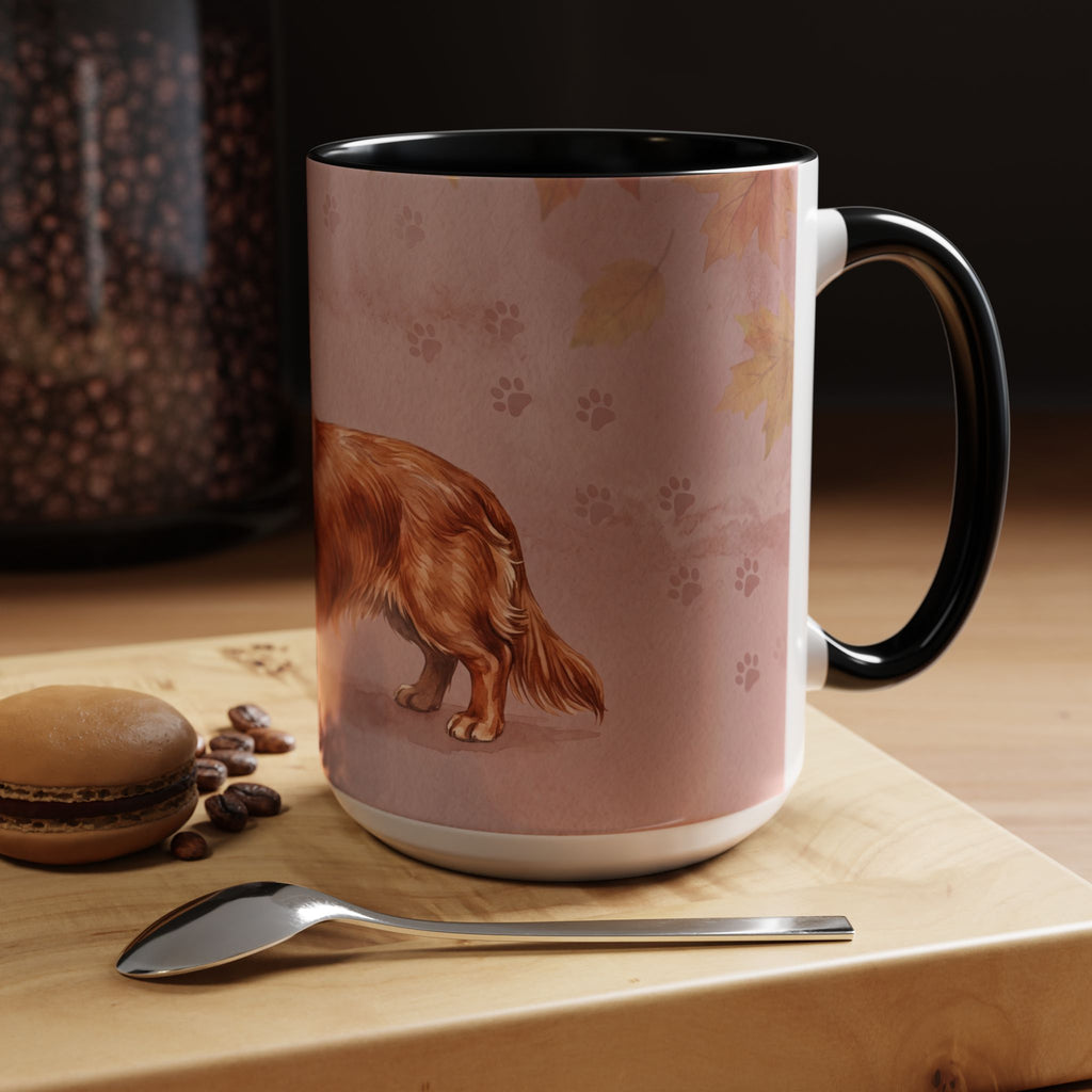 Dachshund Lover Mug | Long-Haired Wiener Dog with Plaid Bandana, Dusty Rose Watercolor Dog Gift