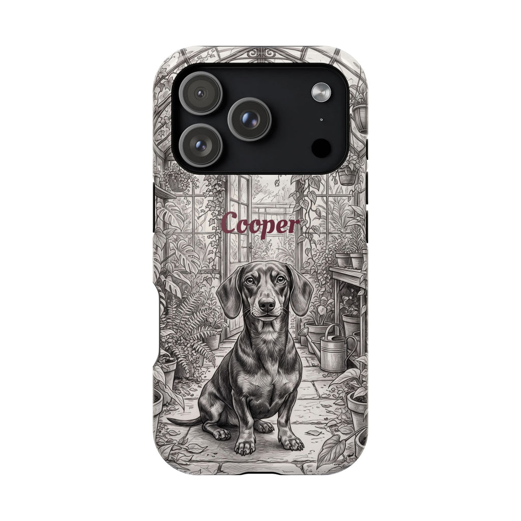 Personalized Dachshund Vintage Greenhouse Phone Case — Wireless Charging Cover
