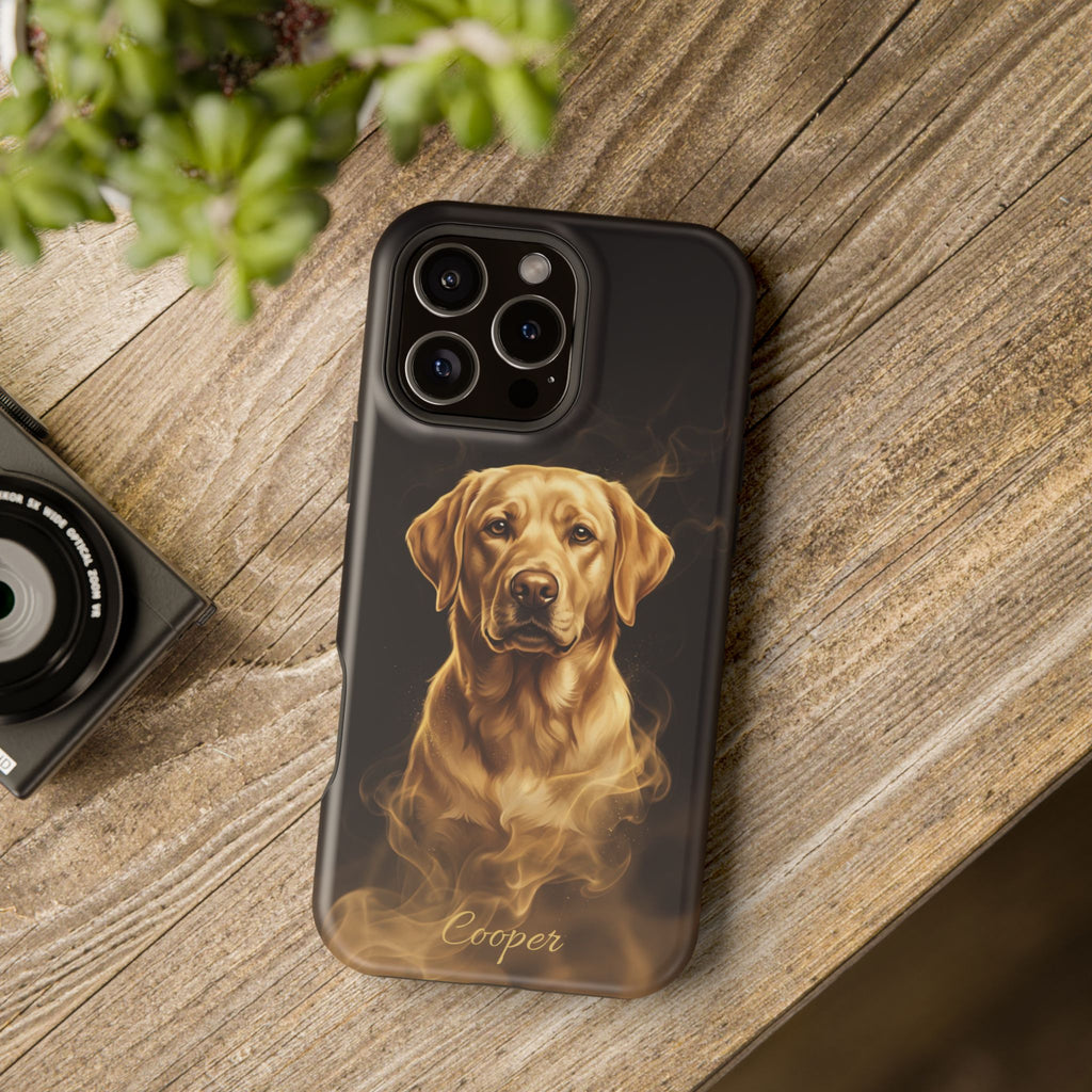 Personalized Gold Smoke Labrador Phone Case — Tough Magnetic Case with Wireless Charging
