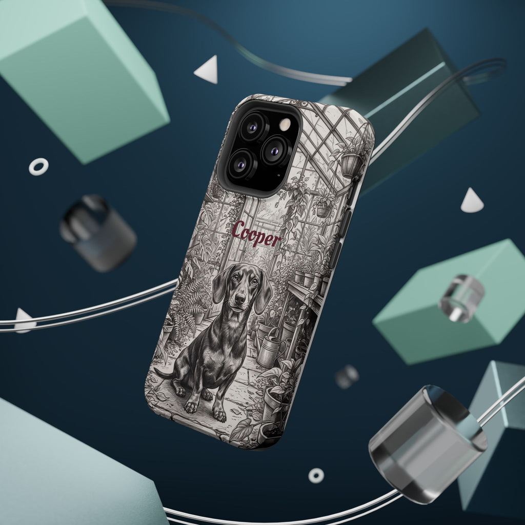 Personalized Dachshund Vintage Greenhouse Phone Case — Wireless Charging Cover