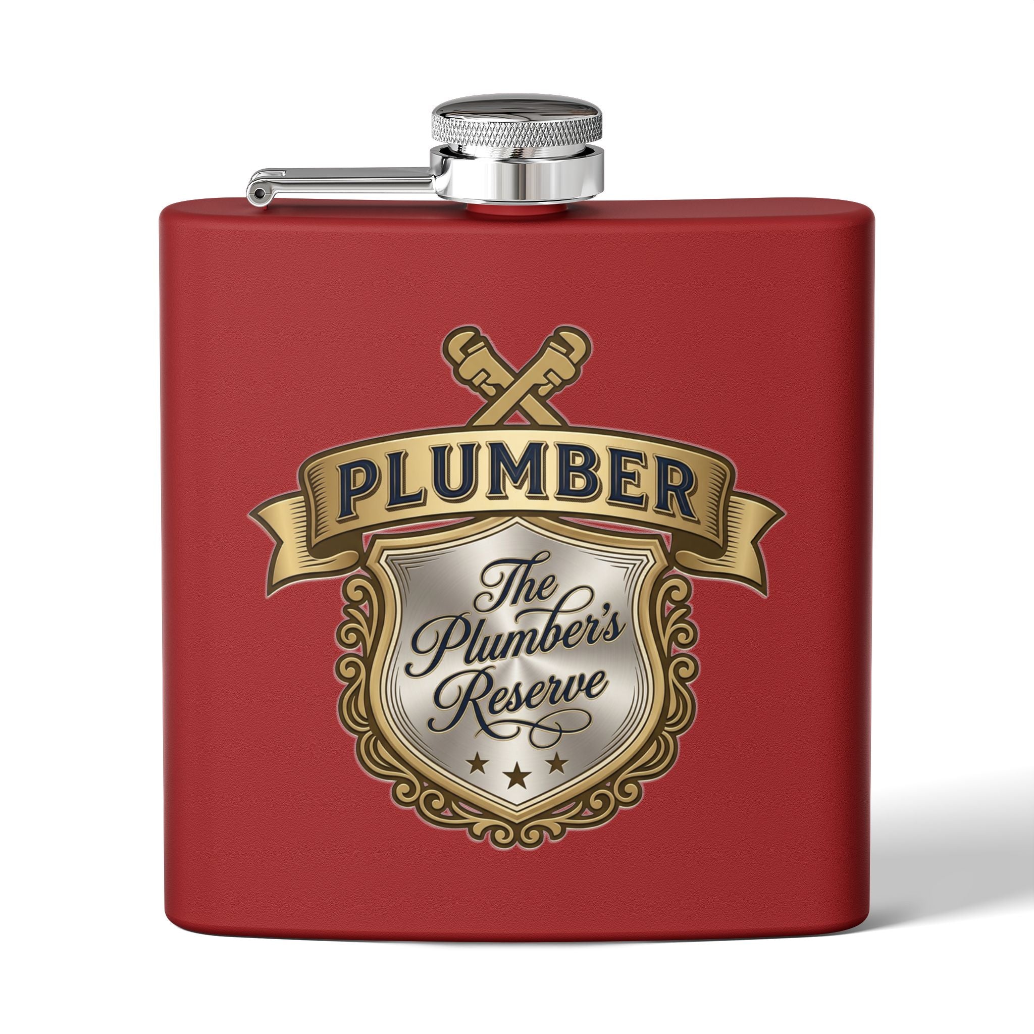 Flask — "The Plumber's Reserve" 6oz Stainless Steel Hip Flask